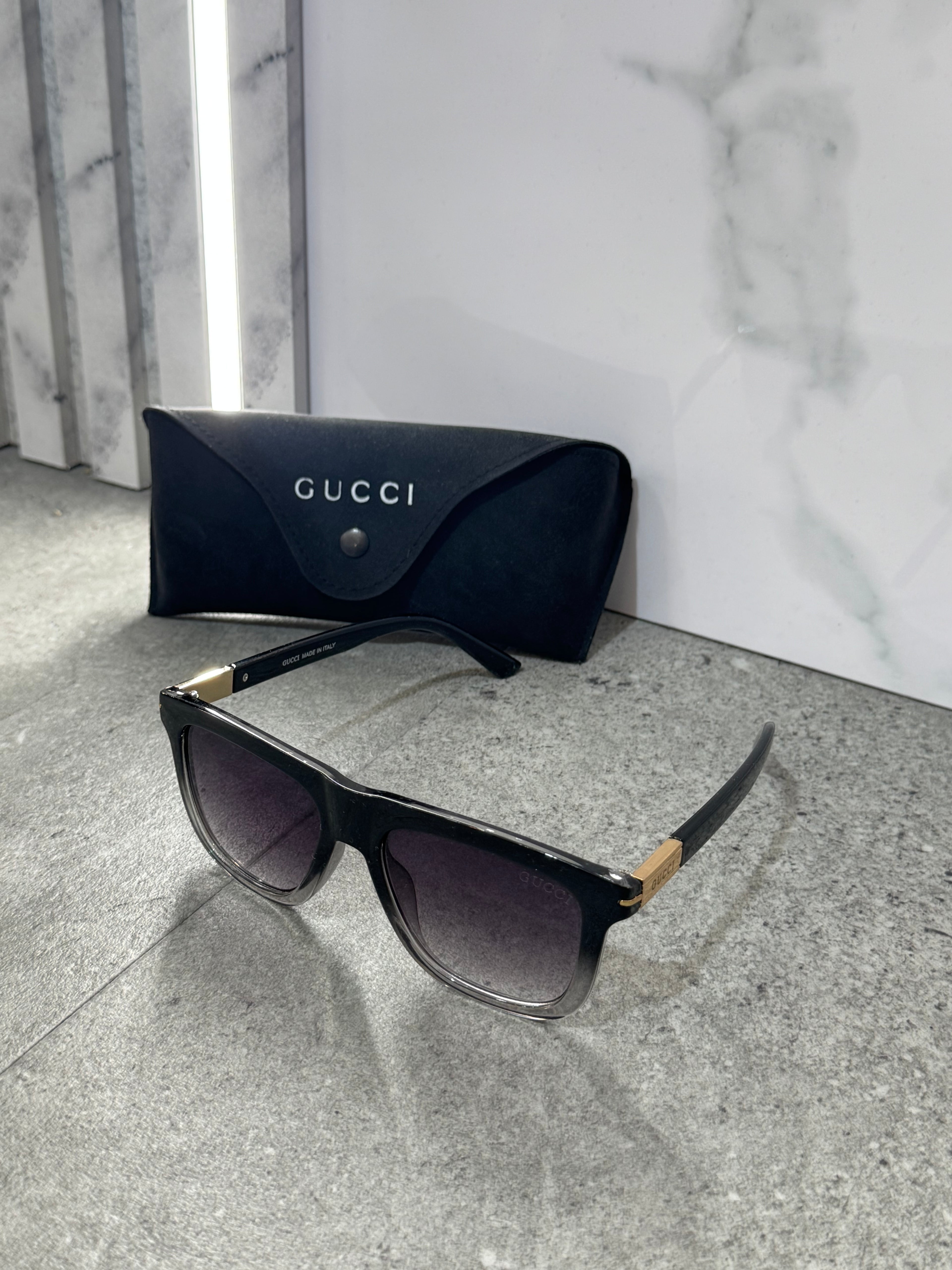 GUCCI Gradient Square Sunglasses – Black/Grey Translucent - NEW1788