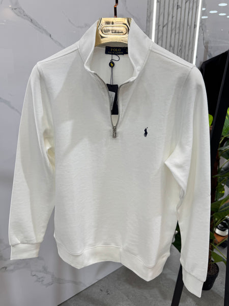 POLO RALPH LAUREN Half-Zip Sweatshirt – White / Black Logo - NEW1811