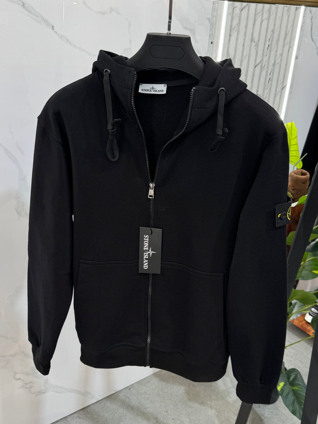 STONE ISLAND Compass Badge Full-Zip Hoodie – Black - NEW1982