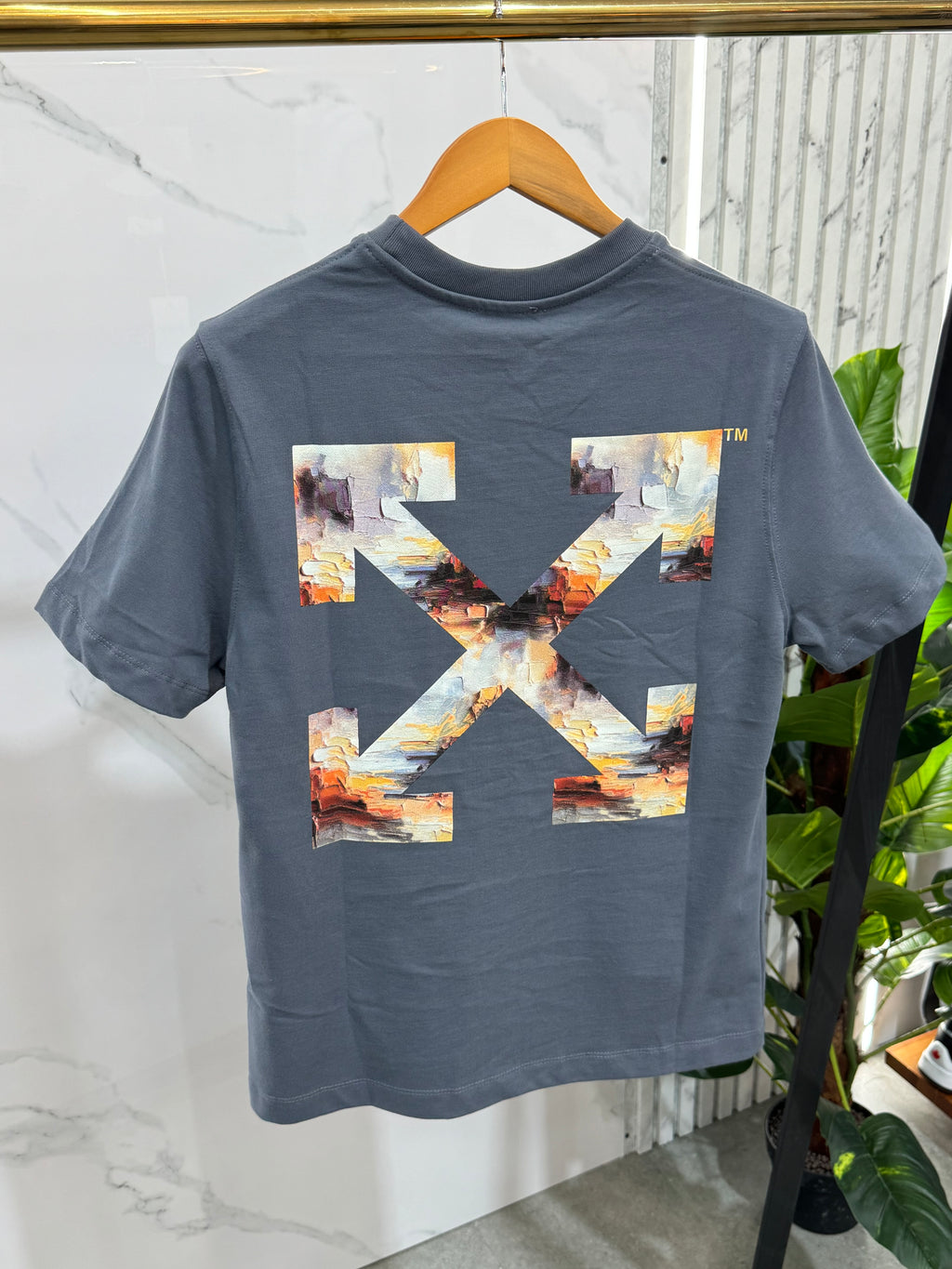 Off-White Ανδρικό T-shirt "Oil Paint Arrows" - Charcoal Grey - NEW1696