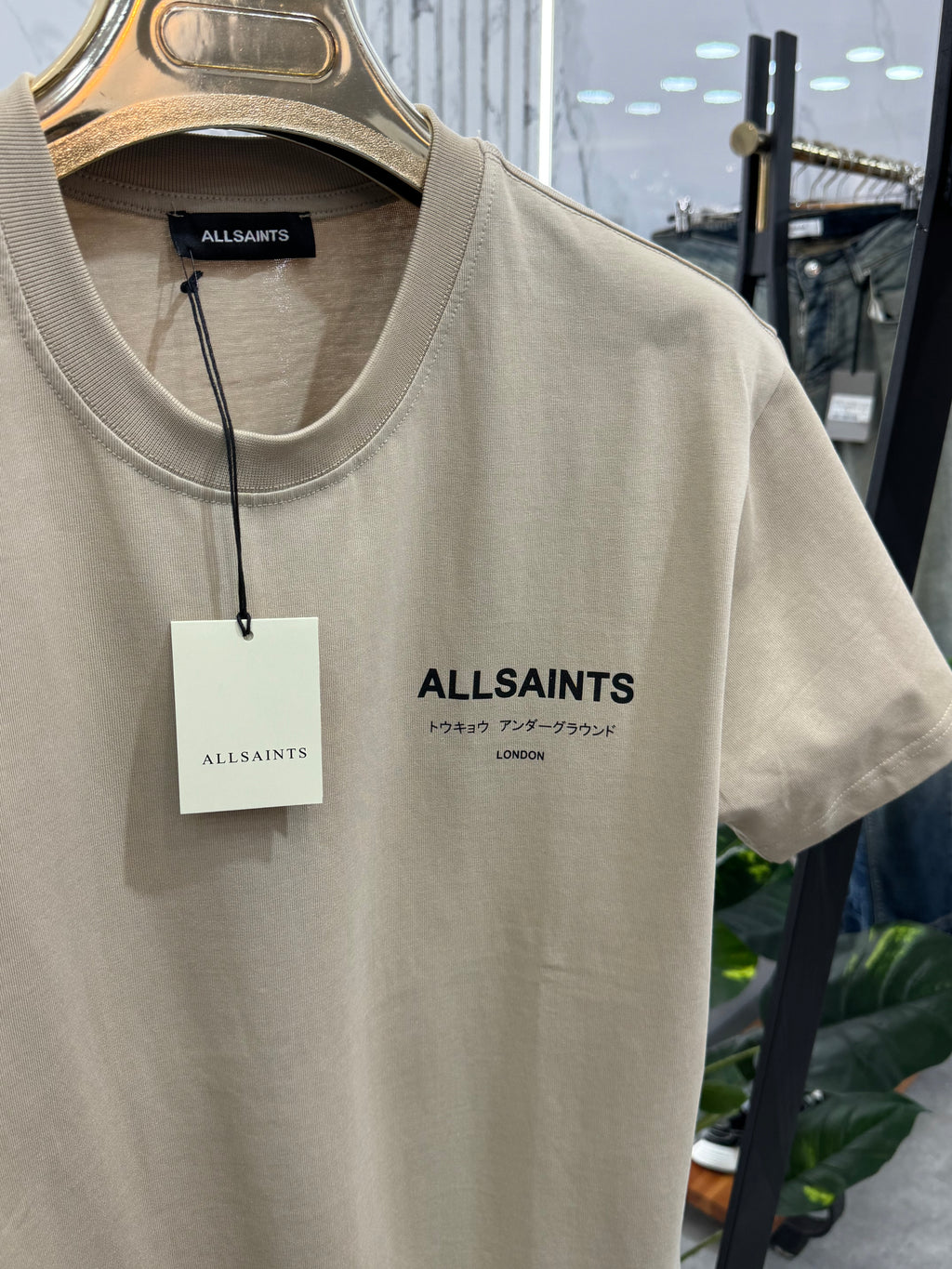 ALLSAINTS Underground Graphic T-Shirt – Beige / Sand - NEW1873