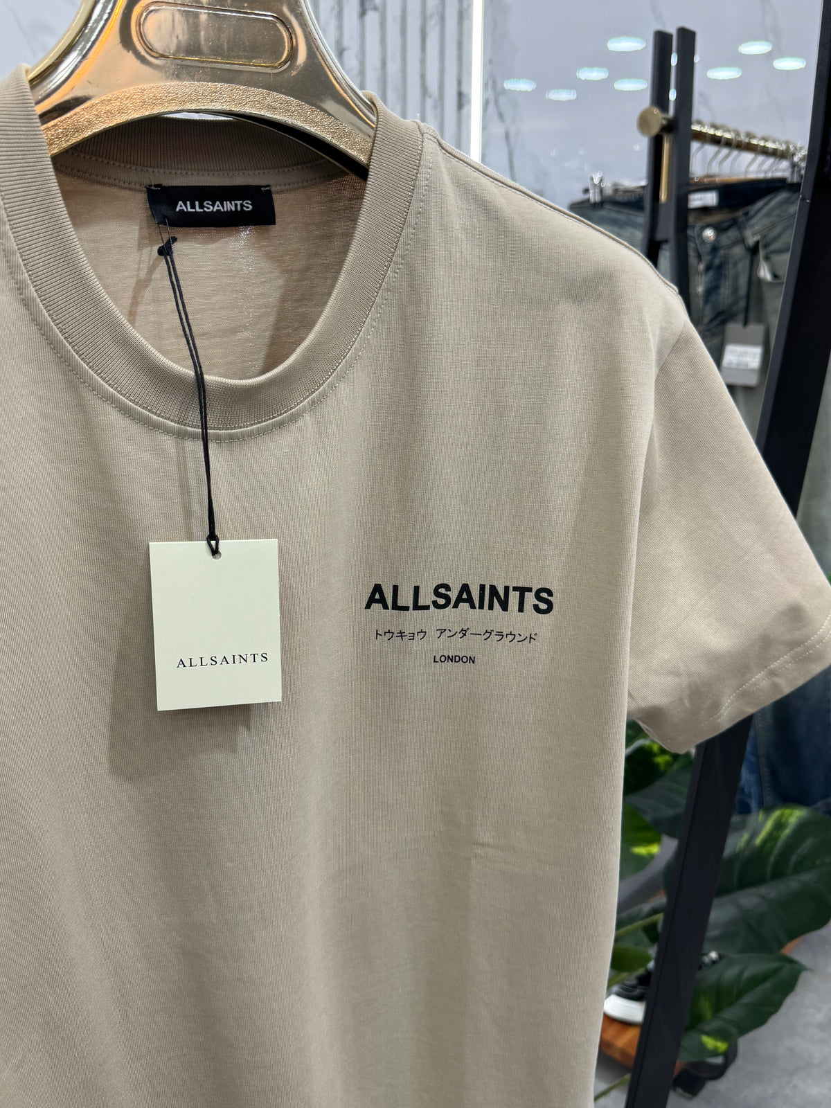 ALLSAINTS Underground Graphic T-Shirt – Beige / Sand - NEW1873