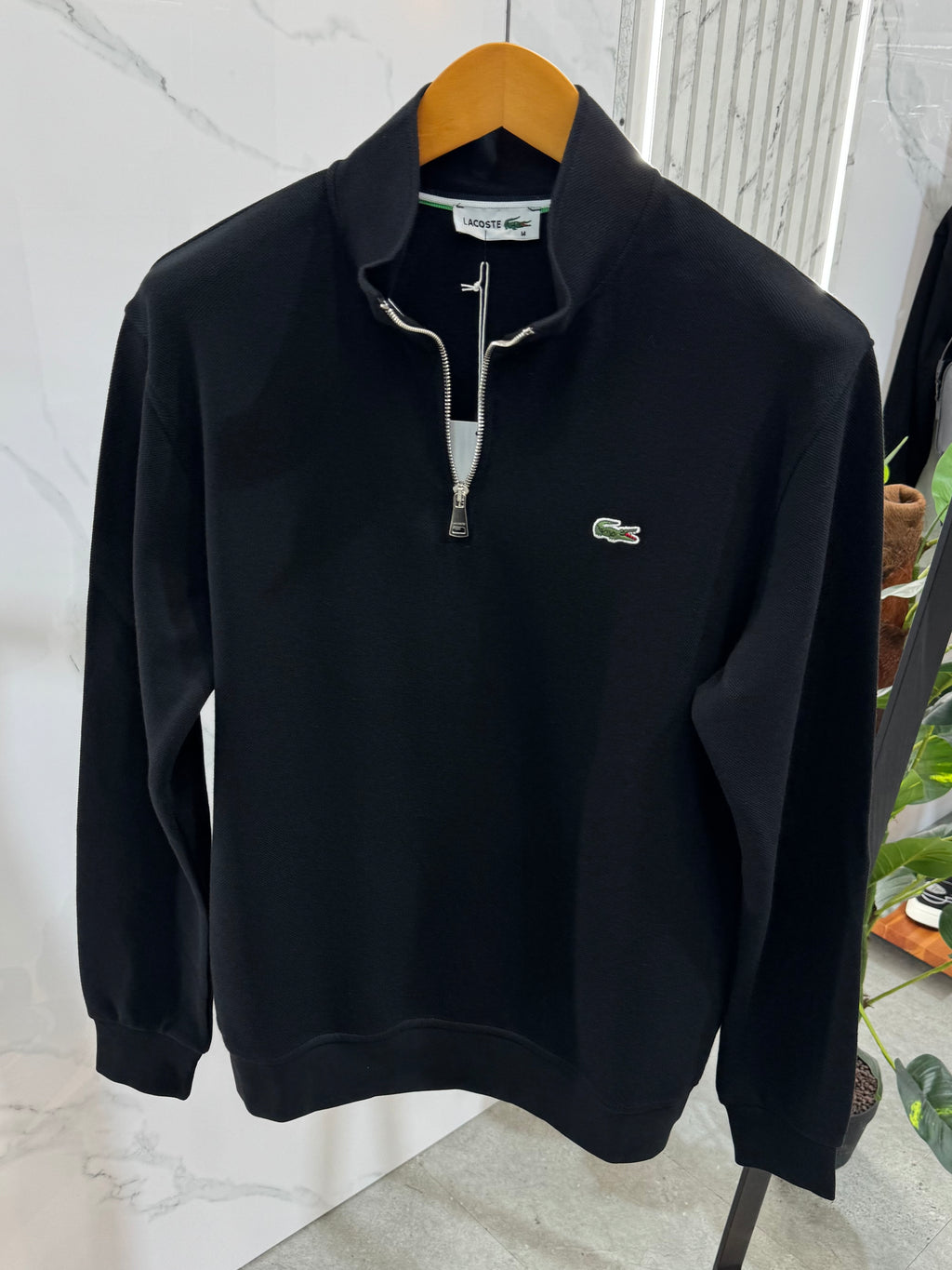 LACOSTE Crocodile Logo Half-Zip Sweatshirt – Black - NEW1973
