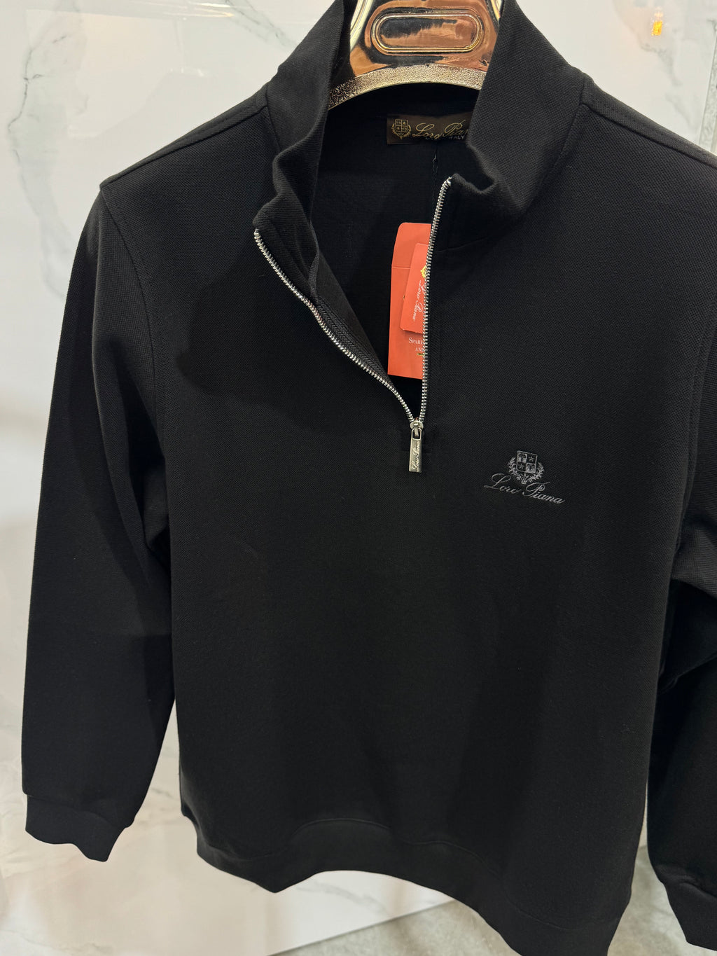 LORO PIANA Crest Quarter-Zip Pullover – Black - NEW1924