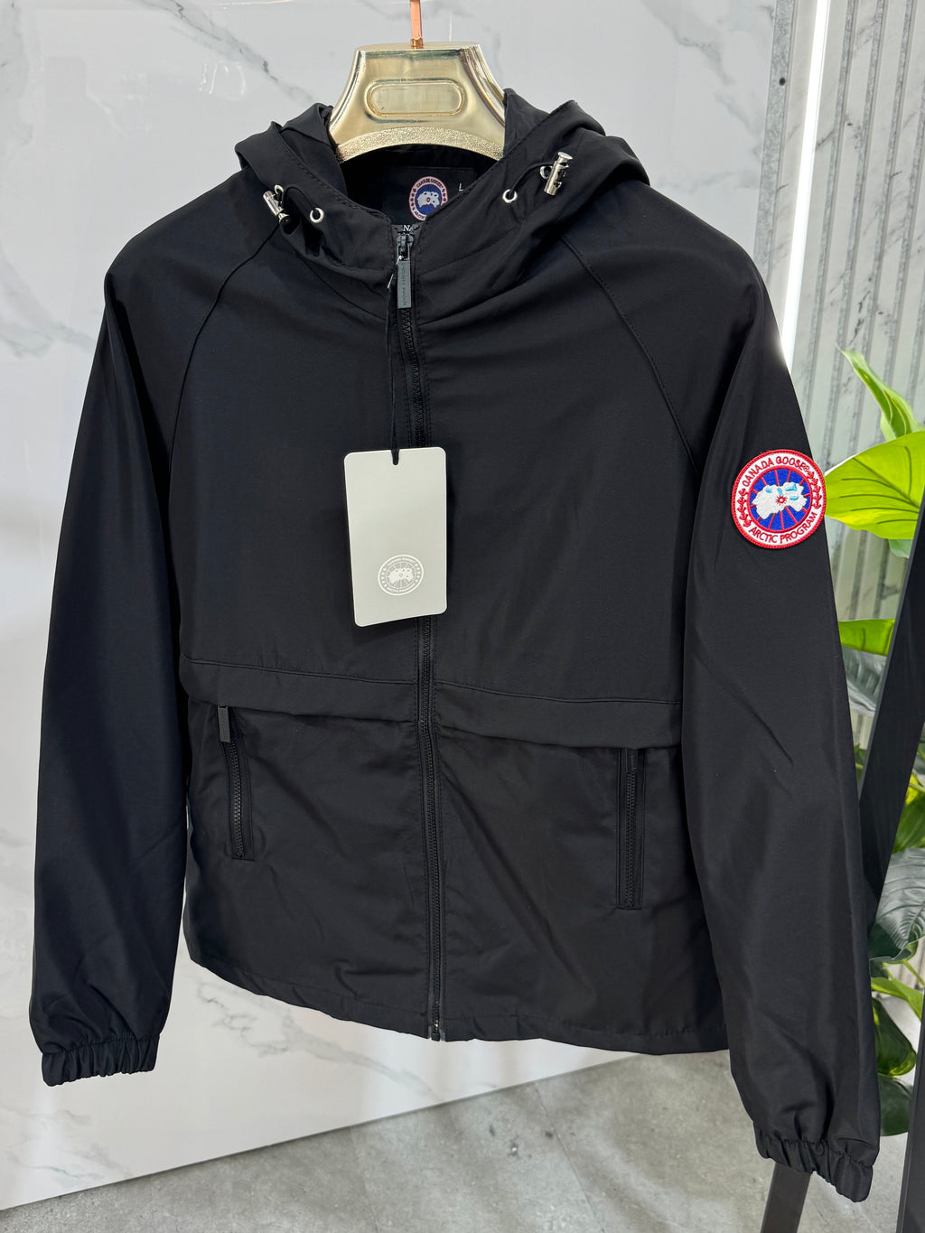 CANADA GOOSE Hooded Windbreaker Jacket – Black - NEW1853
