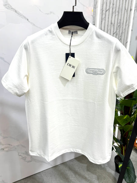 DIOR Embroidered Logo Patch T-Shirt – Off-White / Cream - NEW1884