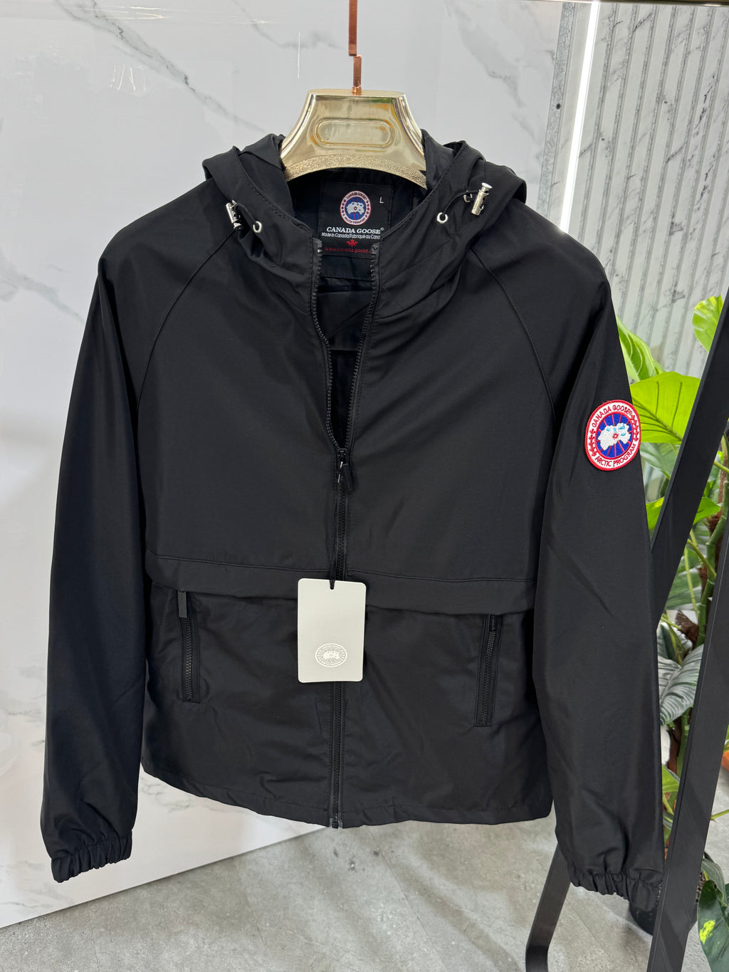 CANADA GOOSE Hooded Windbreaker Jacket – Black - NEW1853