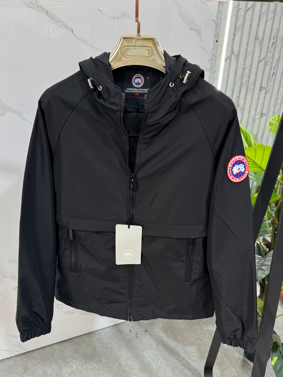 CANADA GOOSE Hooded Windbreaker Jacket – Black - NEW1853
