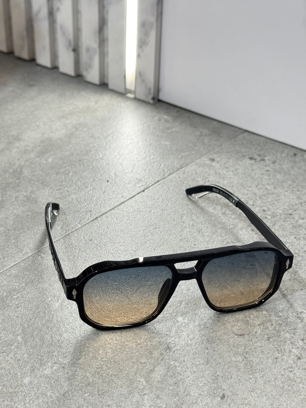 JACQUES MARIE MAGE Gradient Lenses Aviator Sunglasses – Black / Silver NEW1793