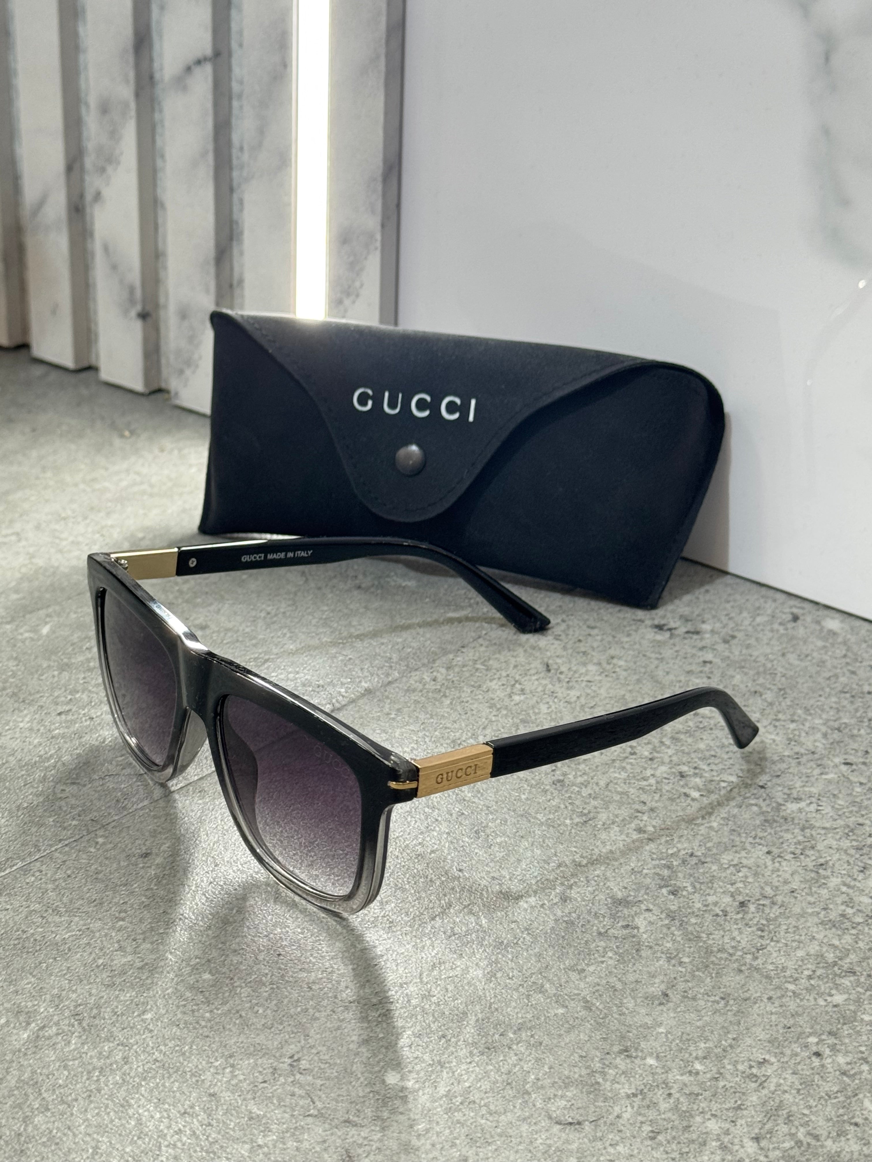 GUCCI Gradient Square Sunglasses – Black/Grey Translucent - NEW1788