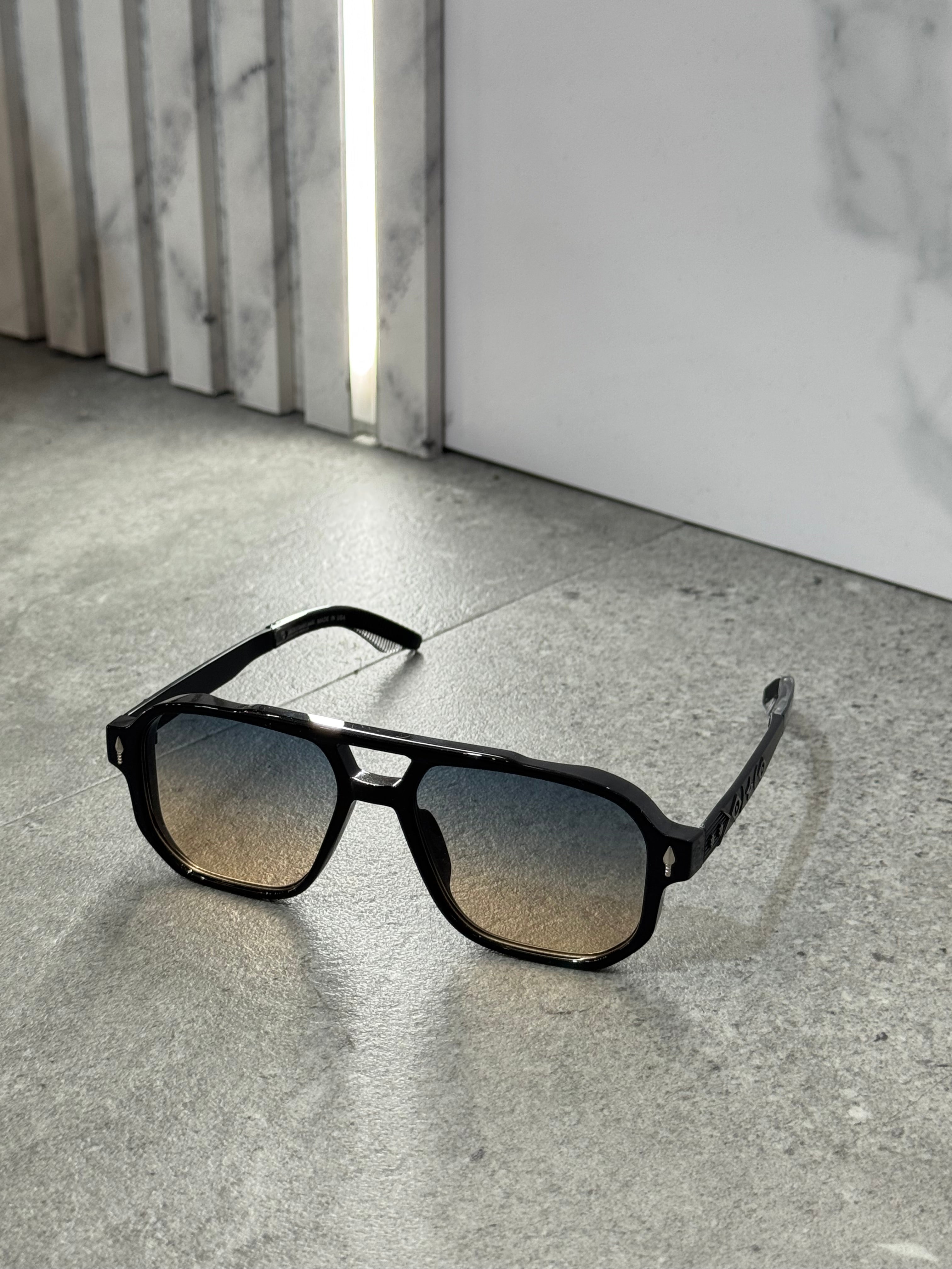 JACQUES MARIE MAGE Gradient Lenses Aviator Sunglasses – Black / Silver NEW1793