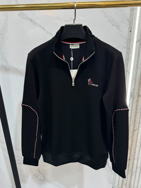 MONCLER Half-Zip Striped Piping Knitwear – Black - NEW1197