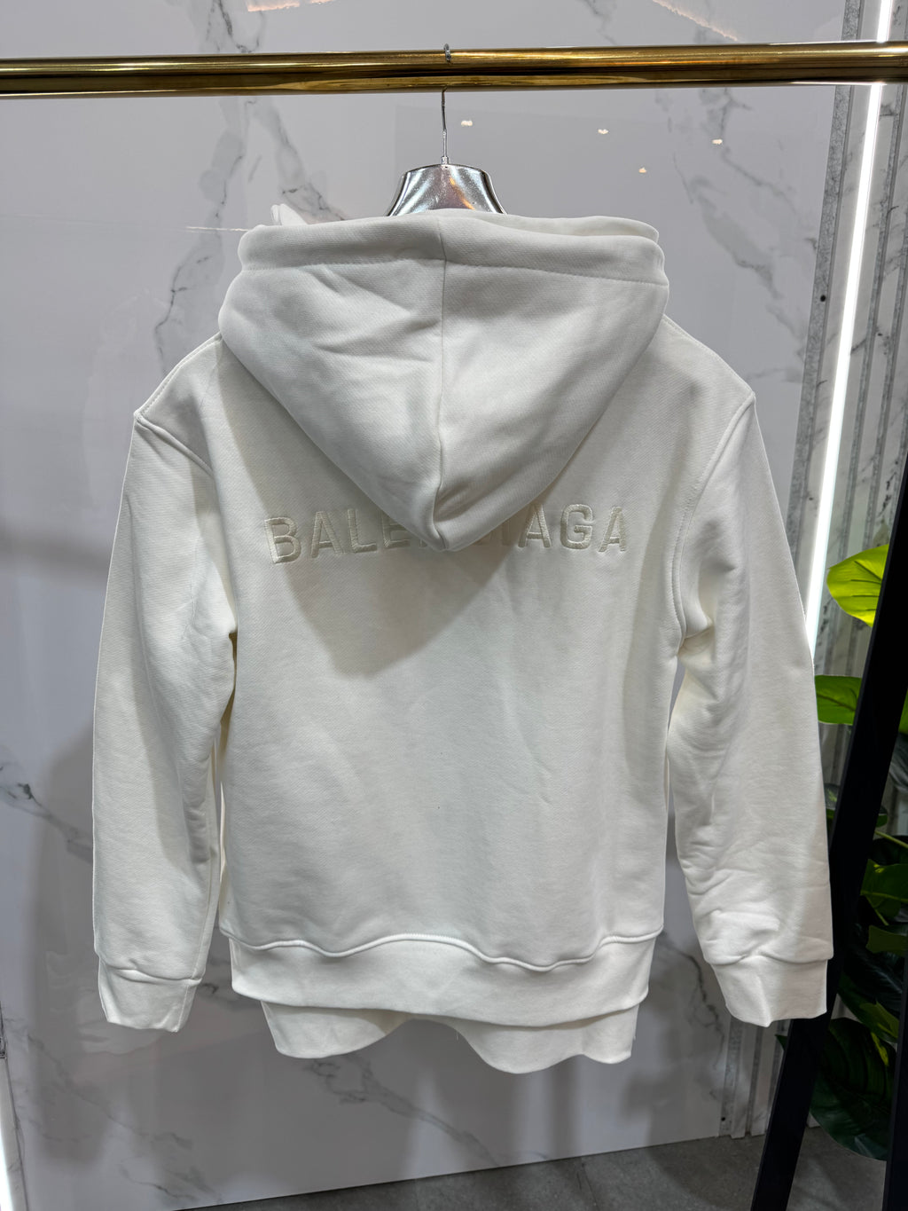 BALENCIAGA Political Campaign Double-Layered Zip-Up Hoodie – White - NEW1936