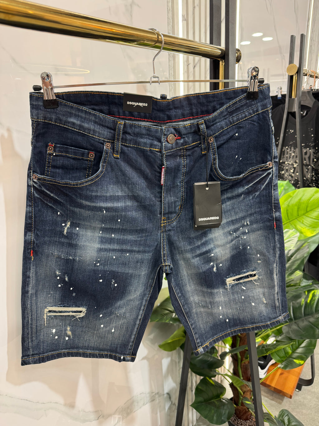 Dsquared2 Paint Splatter Distressed Denim Shorts - NEW1657