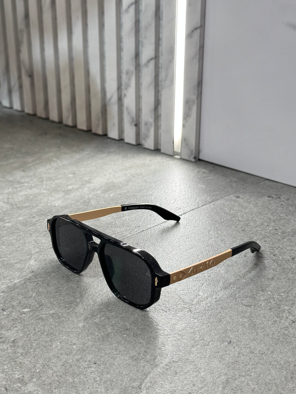 JACQUES MARIE MAGE Aviator Sunglasses – Black / Gold - NEW1792