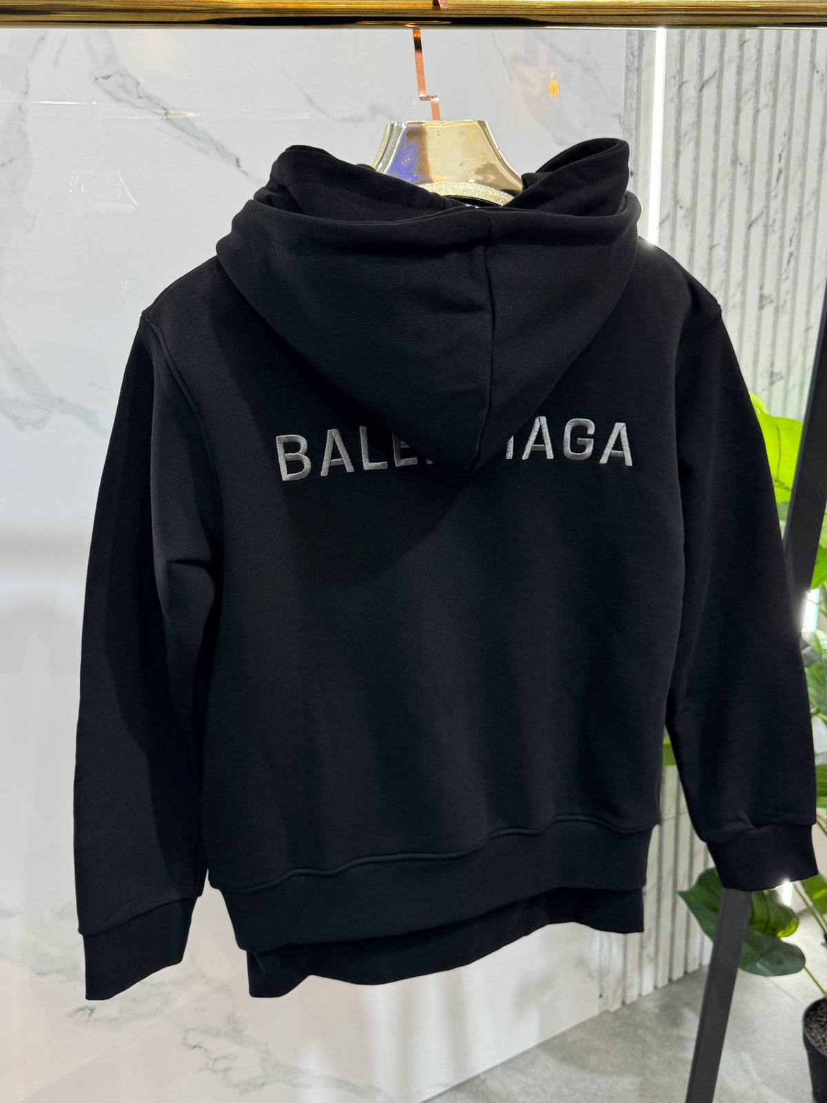 BALENCIAGA Political Campaign Double-Layered Zip-Up Hoodie – Black - NEW1937