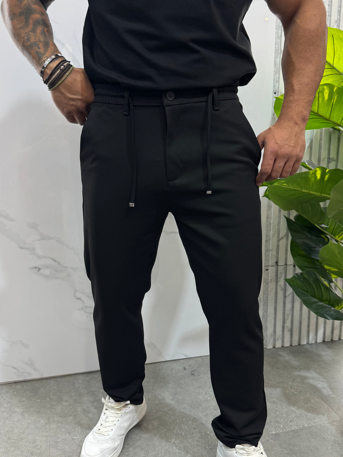 PRADA Drawstring Chino Trousers – Black - NEW1848