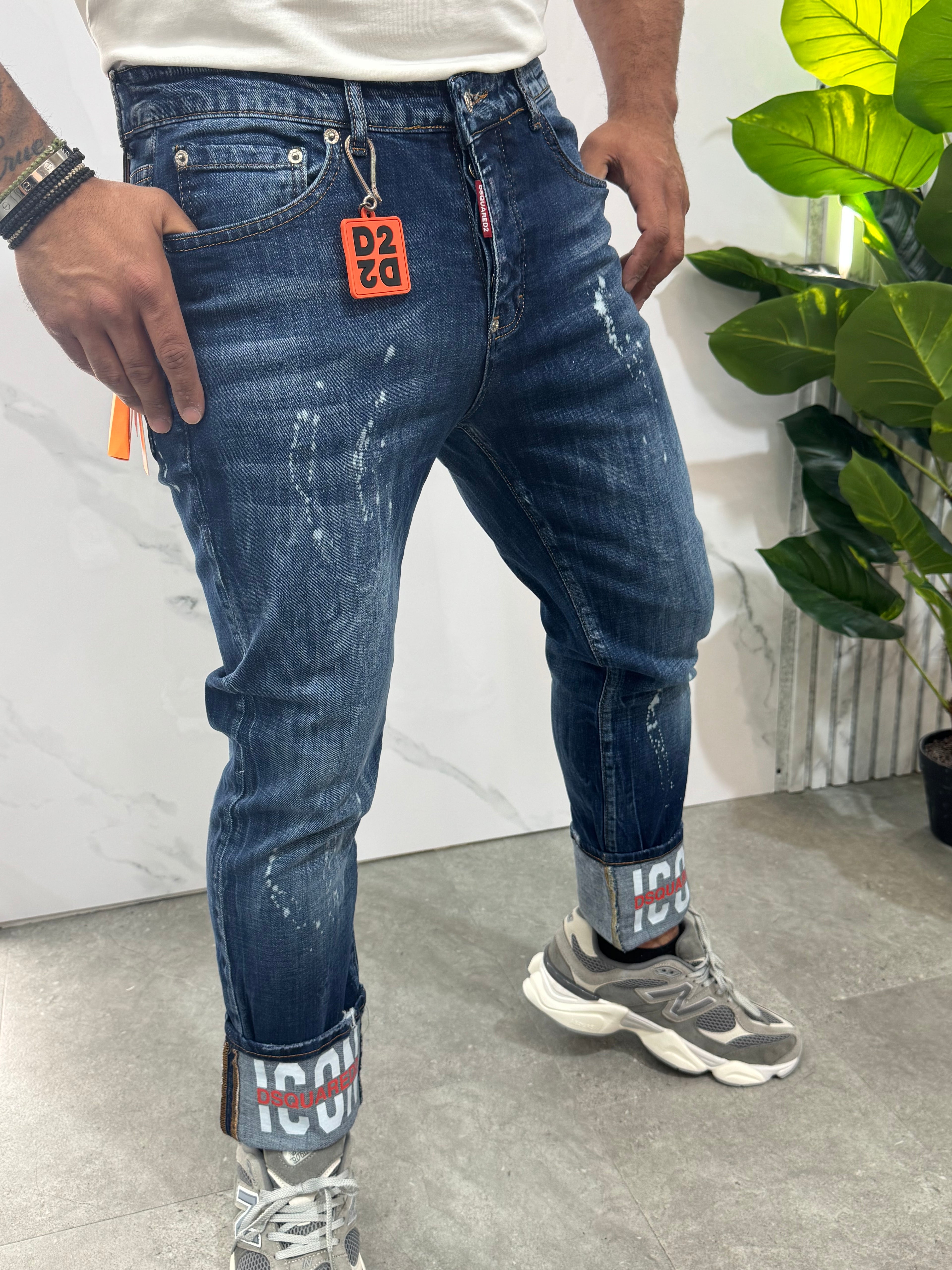 Dsquared2 "ICON" Denim Jean με Paint Splatter - Blue - NEW1676
