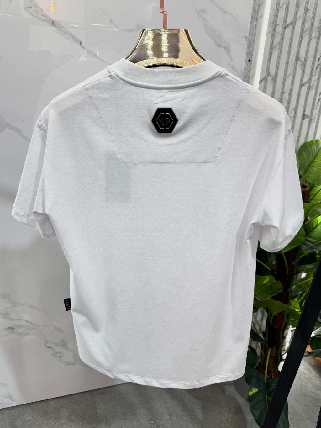 PHILIPP PLEIN Crystal Arch Logo T-Shirt – White - NEW1774