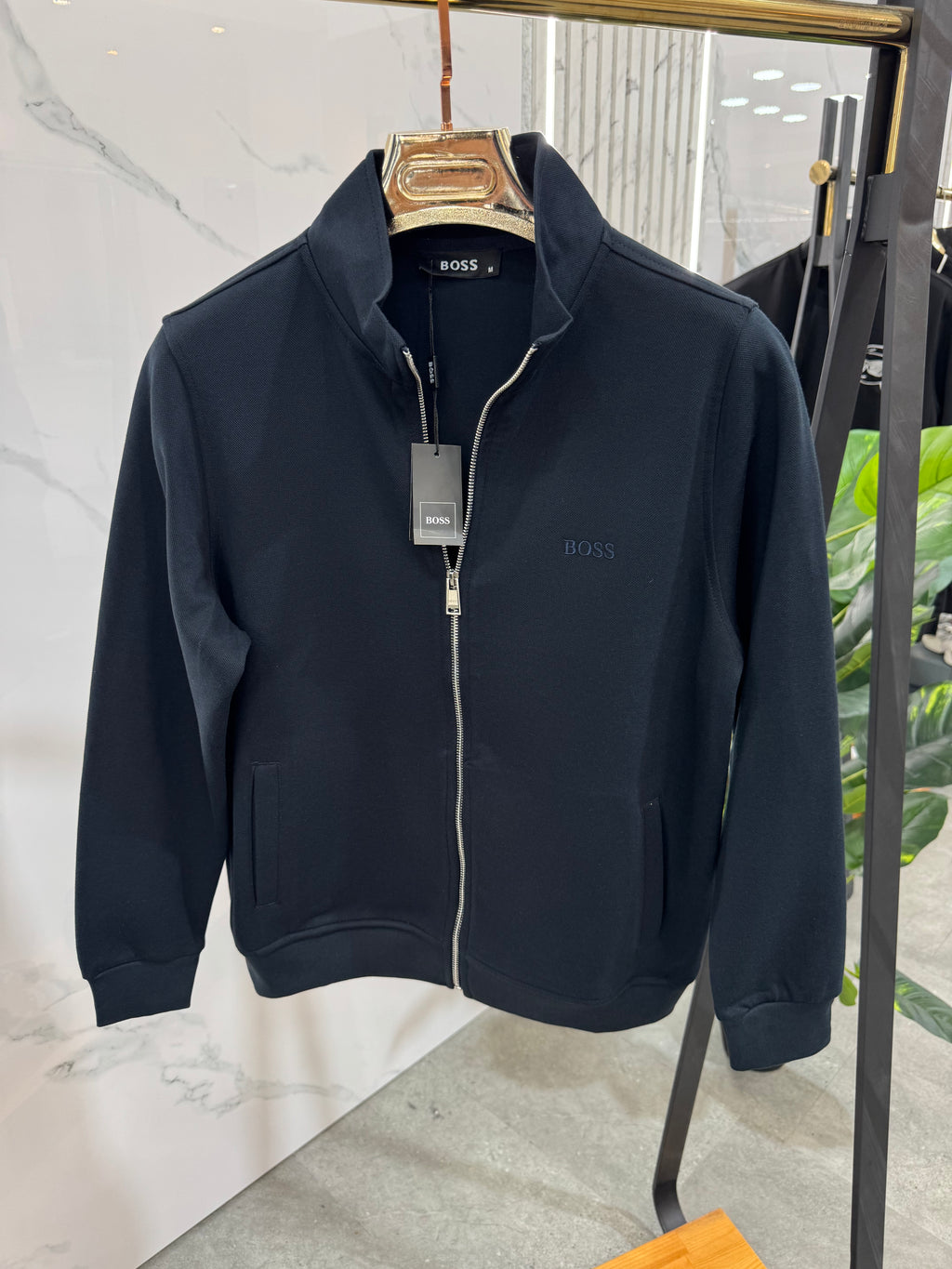 BOSS Full-Zip Sweatshirt / Cardigan – Dark Navy / Tone-on-Tone Logo - NEW1813