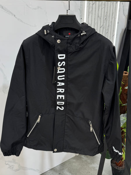 DSQUARED2 Hooded Windbreaker Jacket – Black - NEW1854