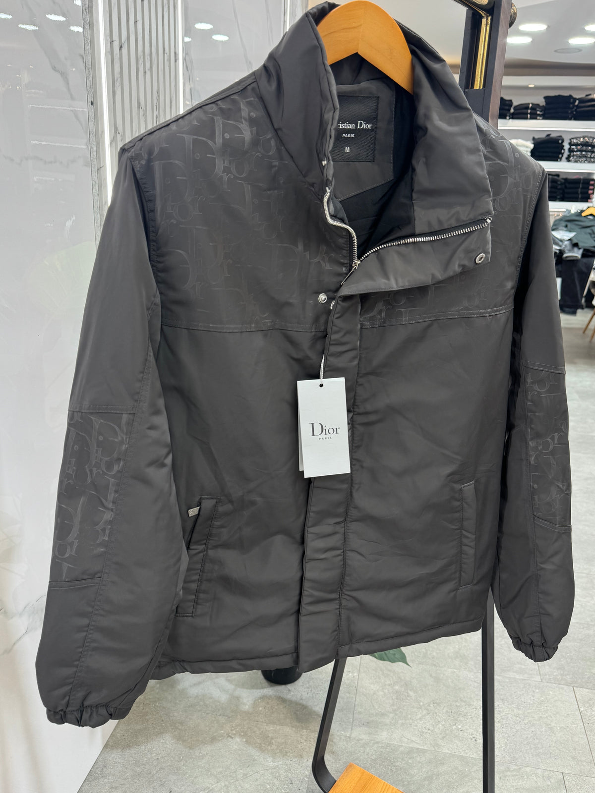 DIOR Oblique Jacquard Padded Jacket – Dark Grey - NEW1974