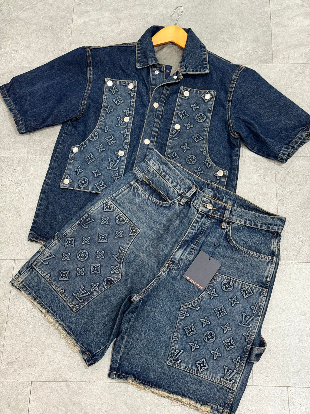 LOUIS VUITTON Monogram Patchwork Denim Set - NEW1765