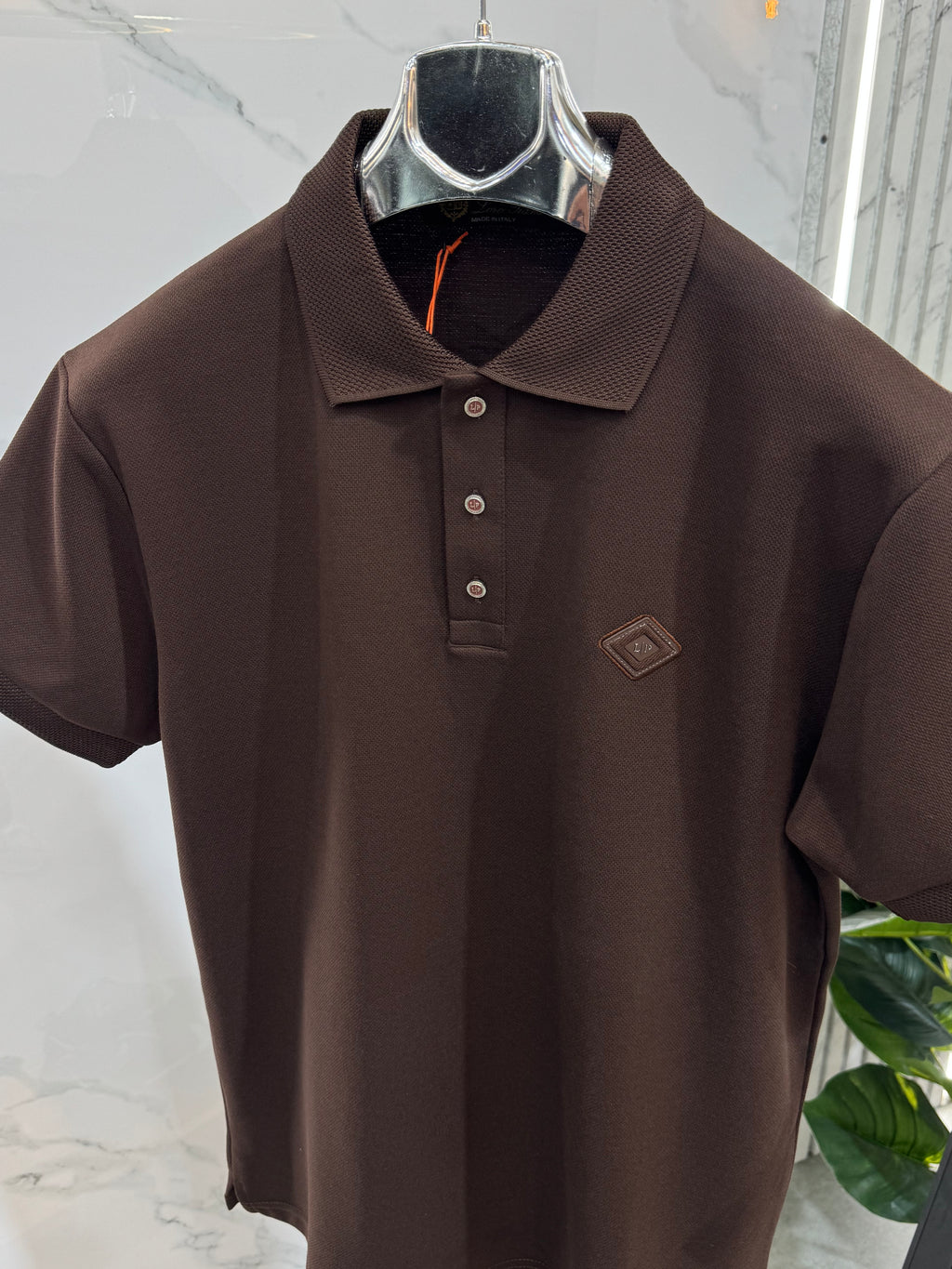 LORO PIANA Diamond Logo Short-Sleeve Polo Shirt – Brown - NEW1970