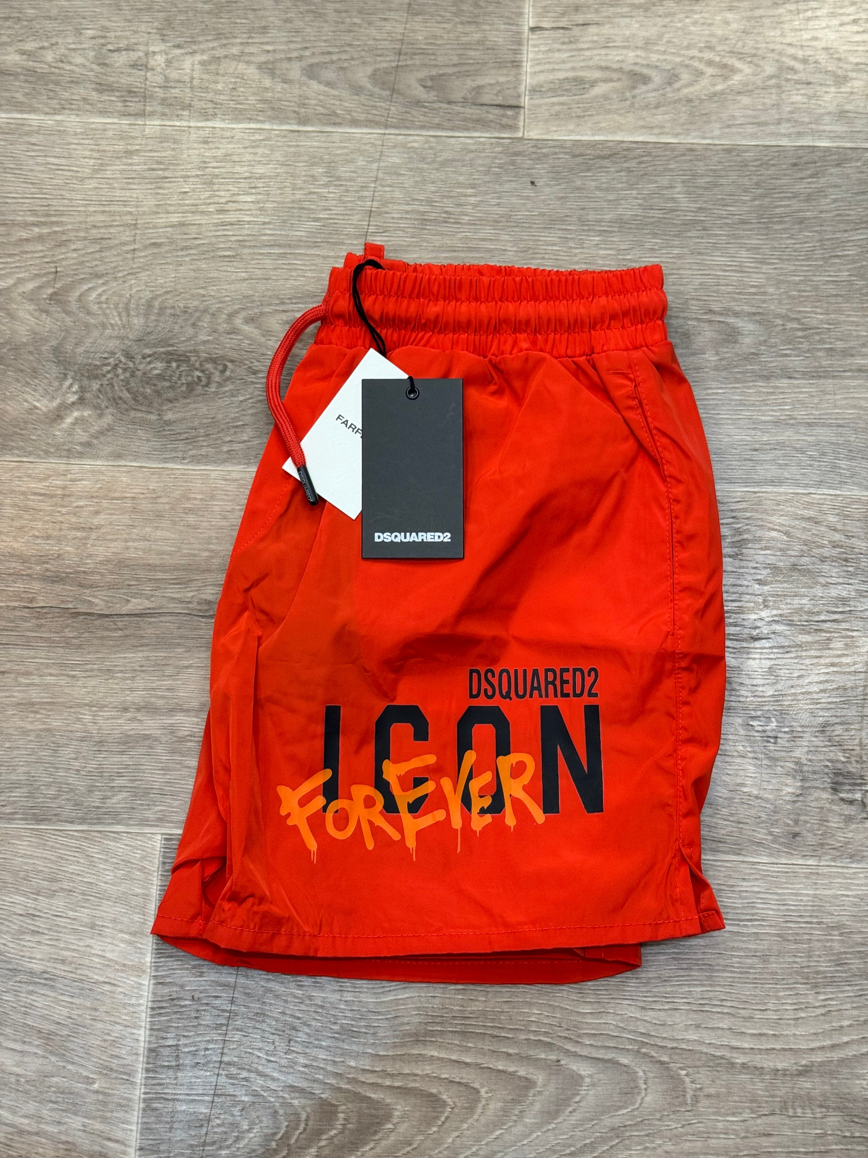 DSQUARED2 "ICON FOREVER" Swim Shorts – Orange / Red - NEW1110