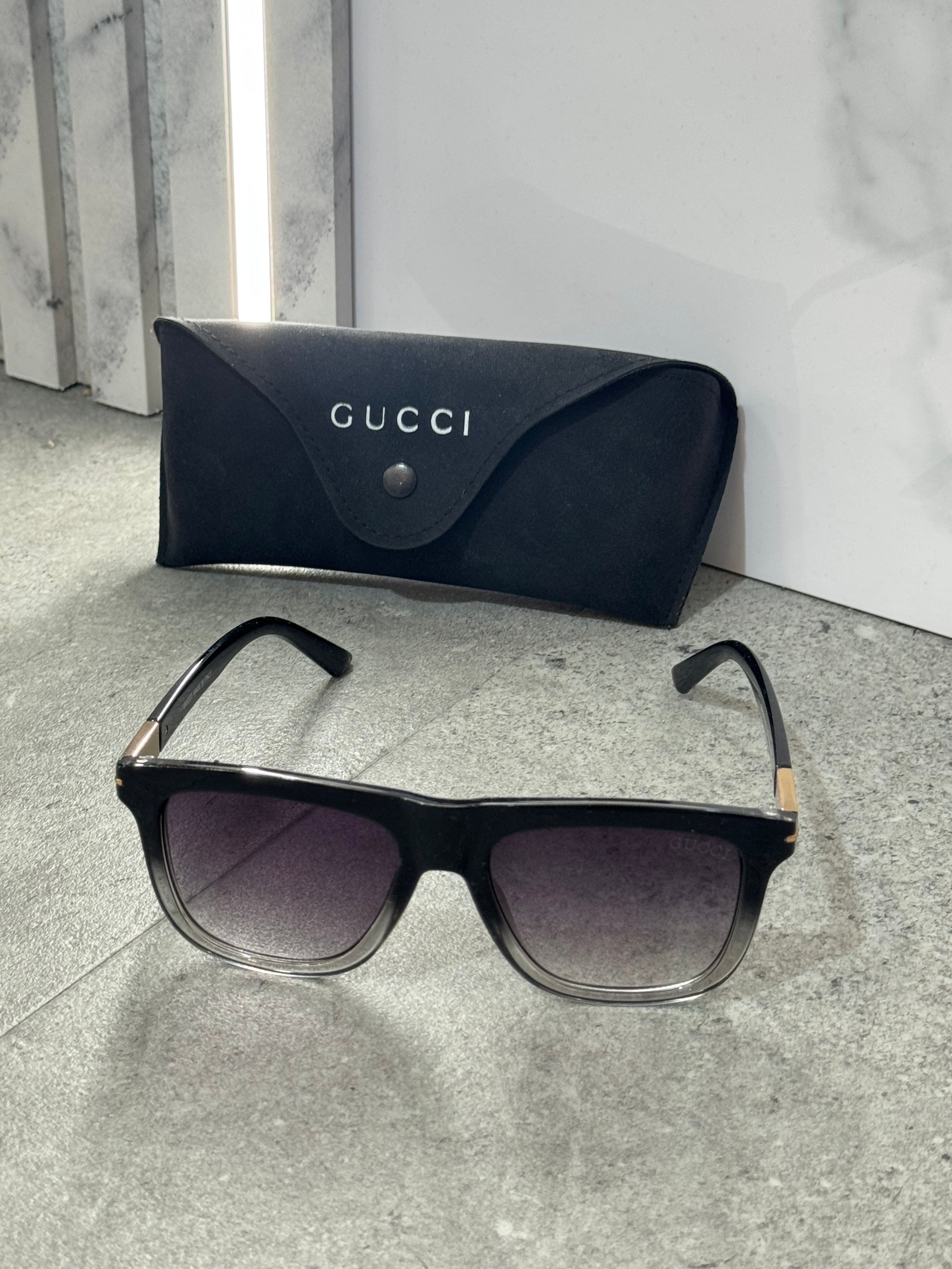 GUCCI Gradient Square Sunglasses – Black/Grey Translucent - NEW1788