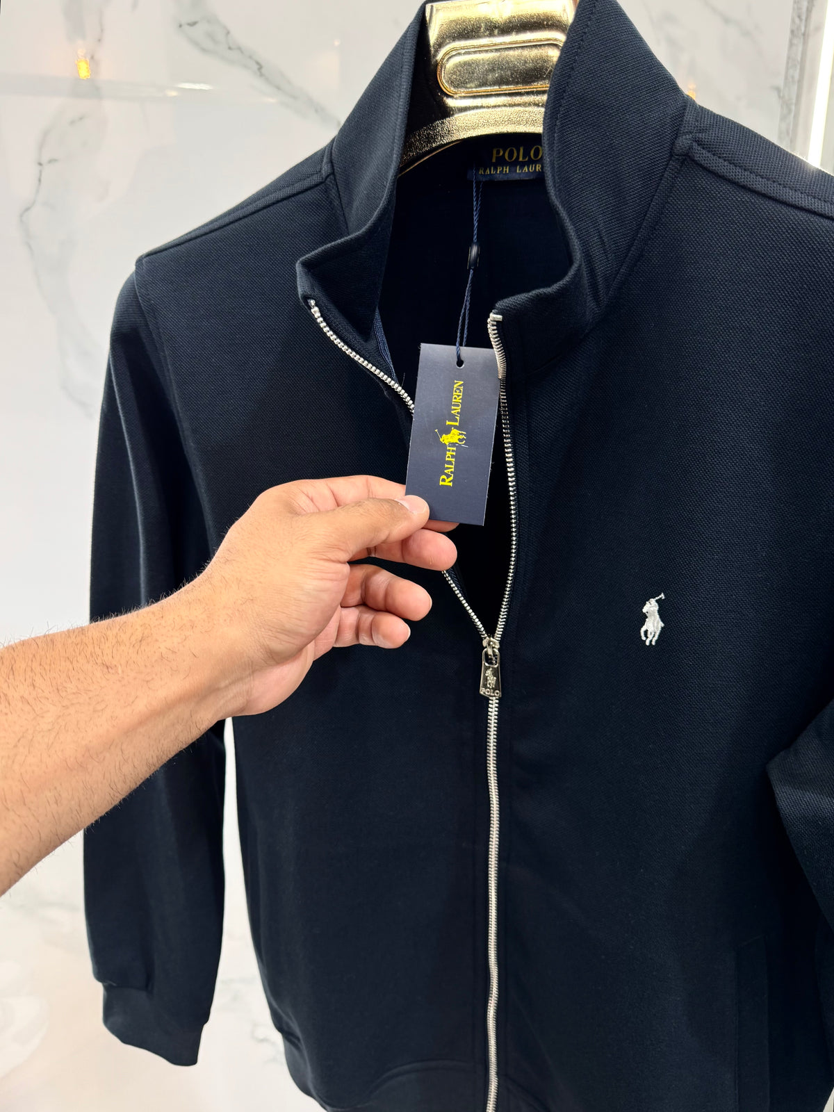 POLO RALPH LAUREN Full-Zip Sweatshirt / Cardigan – Dark Blue / White Logo - NEW1816