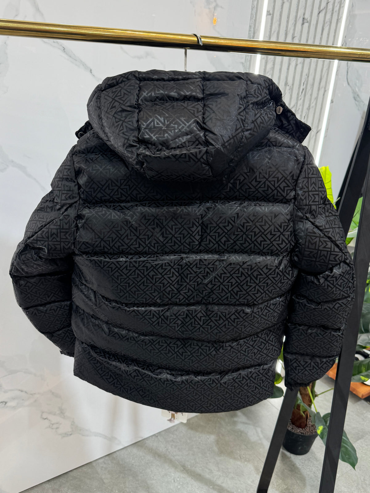 MONCLER All-Over Monogram Down Puffer Jacket – Black - NEW1986
