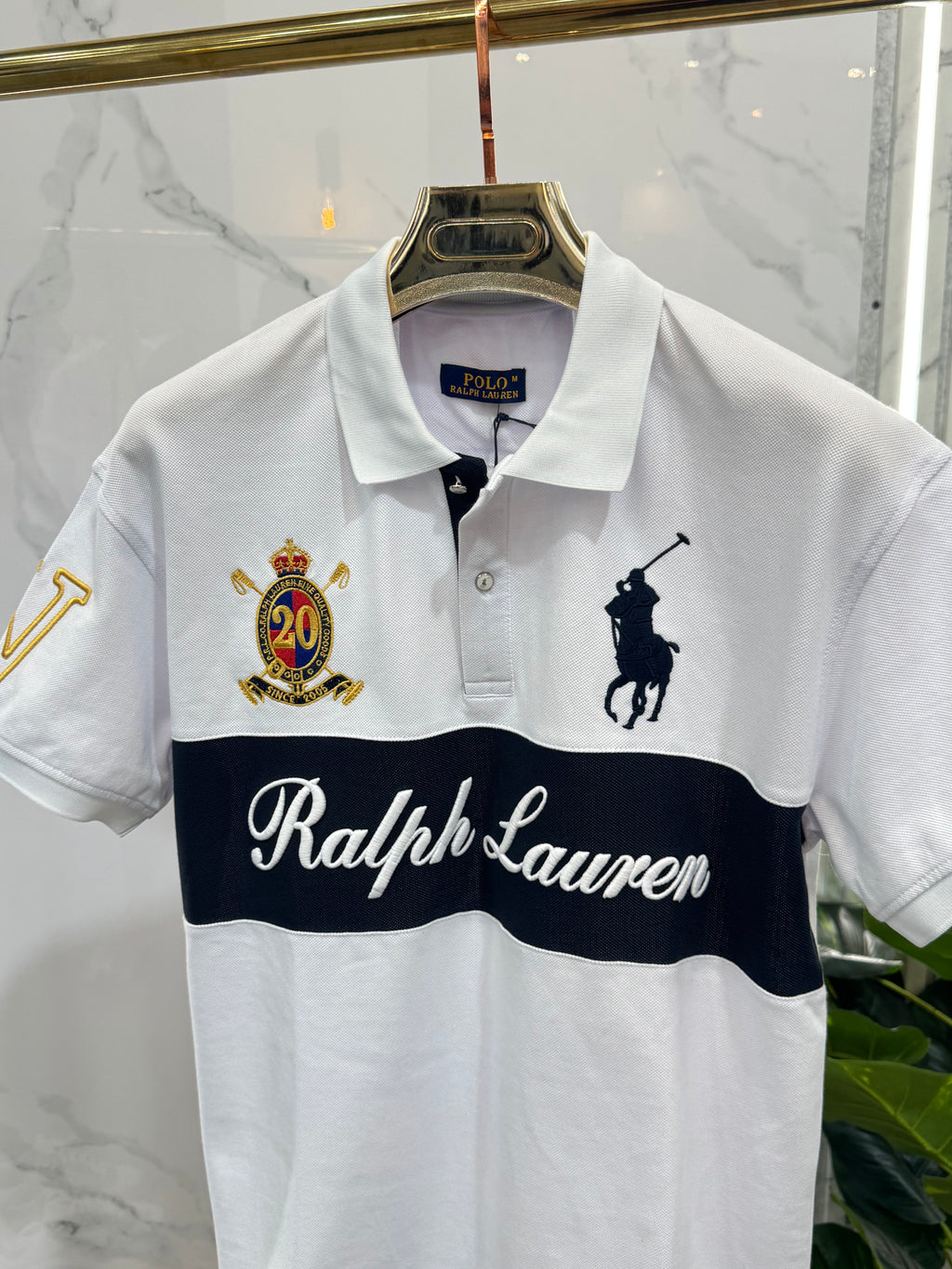 POLO RALPH LAUREN Custom Slim Fit Crest Polo Shirt – White - NEW1778