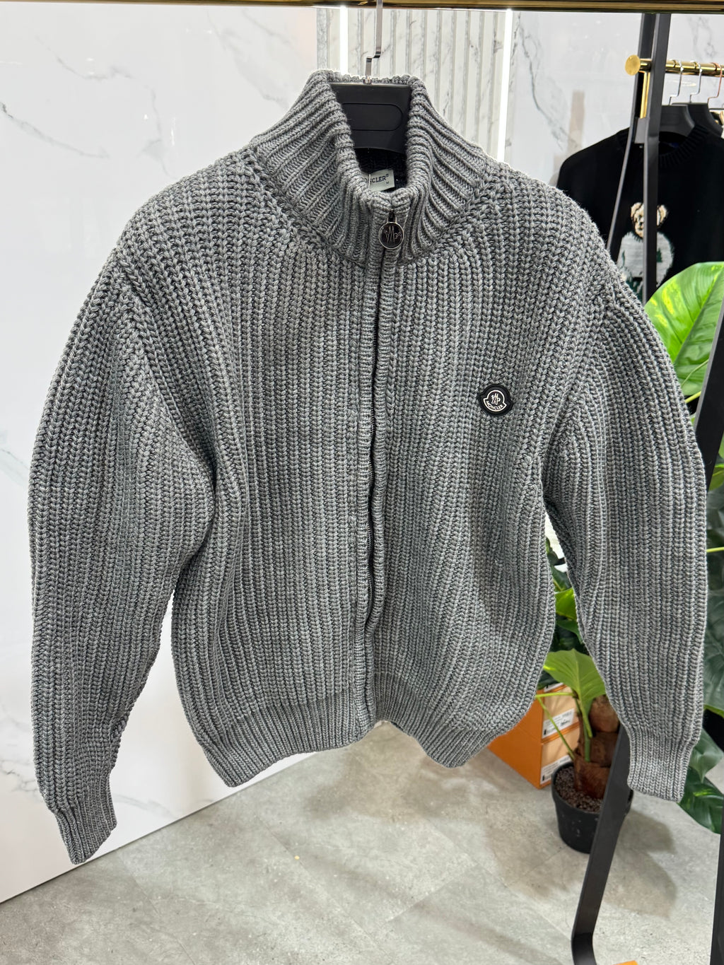 MONCLER Ribbed Full-Zip Knitwear Cardigan – Grey - NEW1464