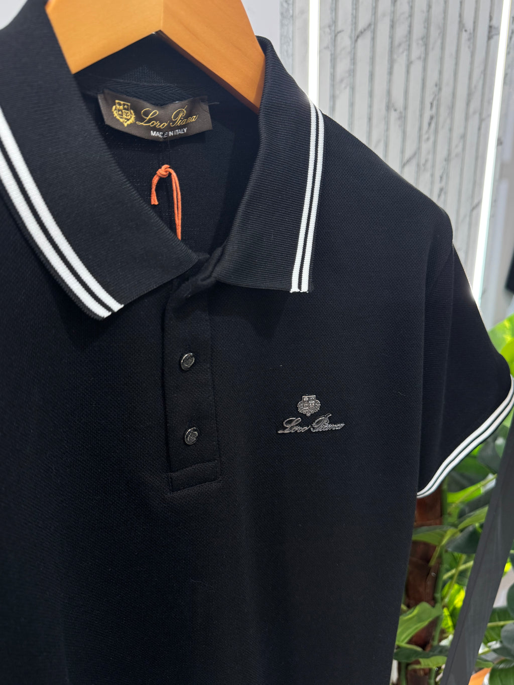 Loro Piana Polo Ανδρικό "Contrast Stripe" - Black - NEW1680
