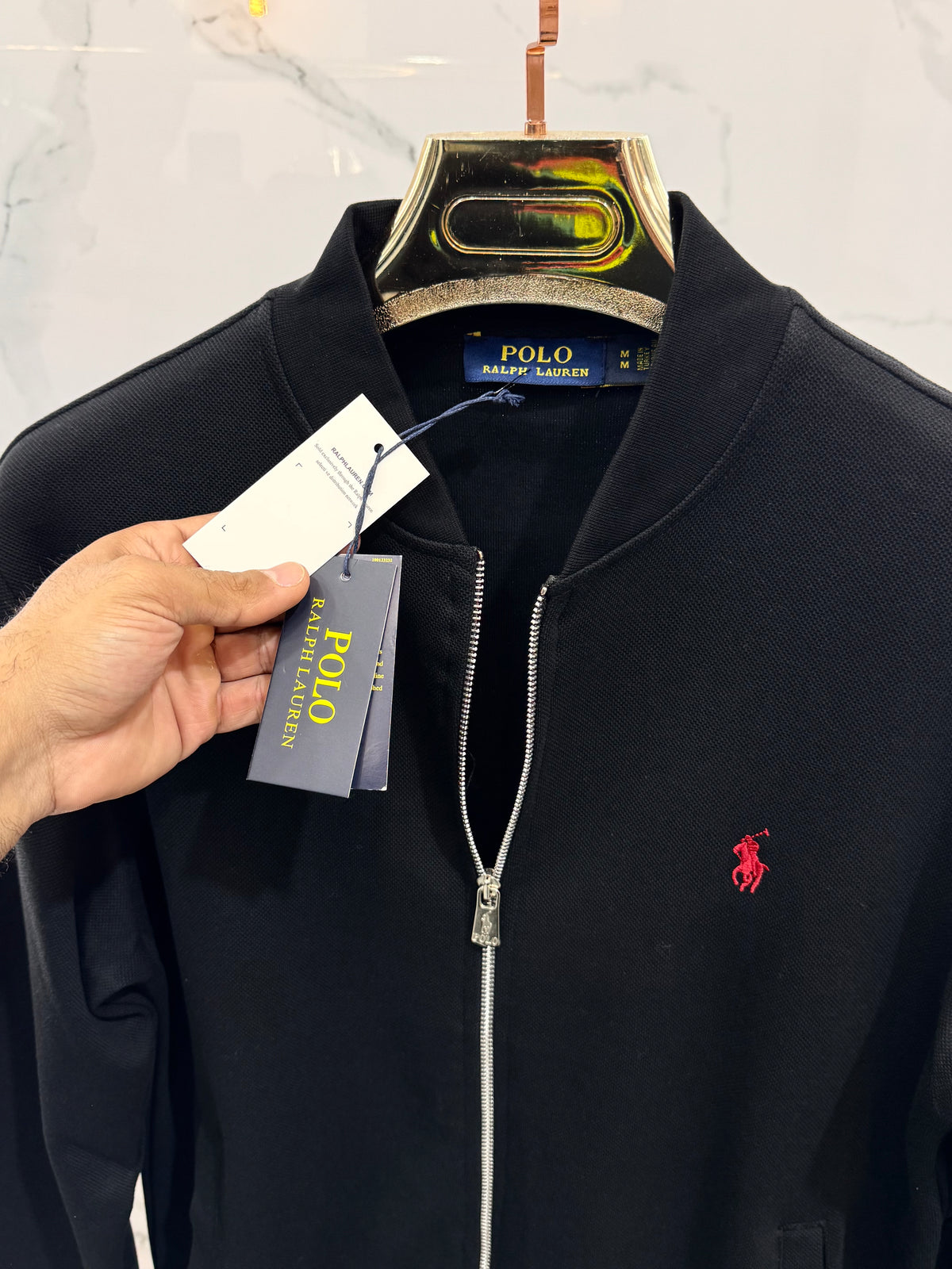 POLO RALPH LAUREN Pony Logo Zip-Up Bomber Jacket – Black - NEW1958