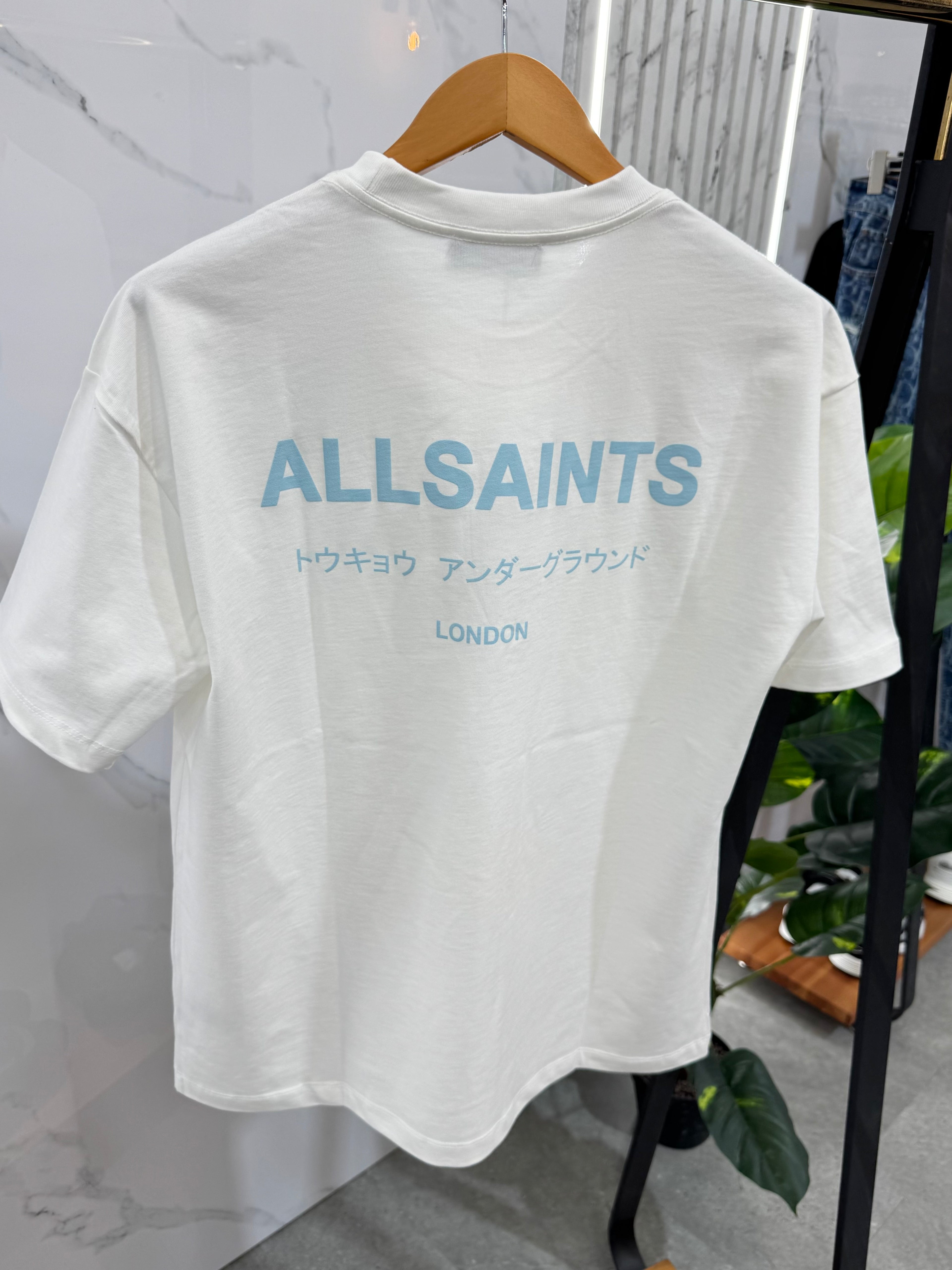 ALLSAINTS Tokyo Underground T-Shirt – White/Baby Blue - NEW1761