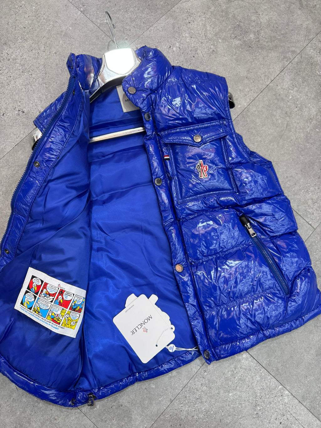 MONCLER Glossy Down Vest – Royal Blue - NEW1892