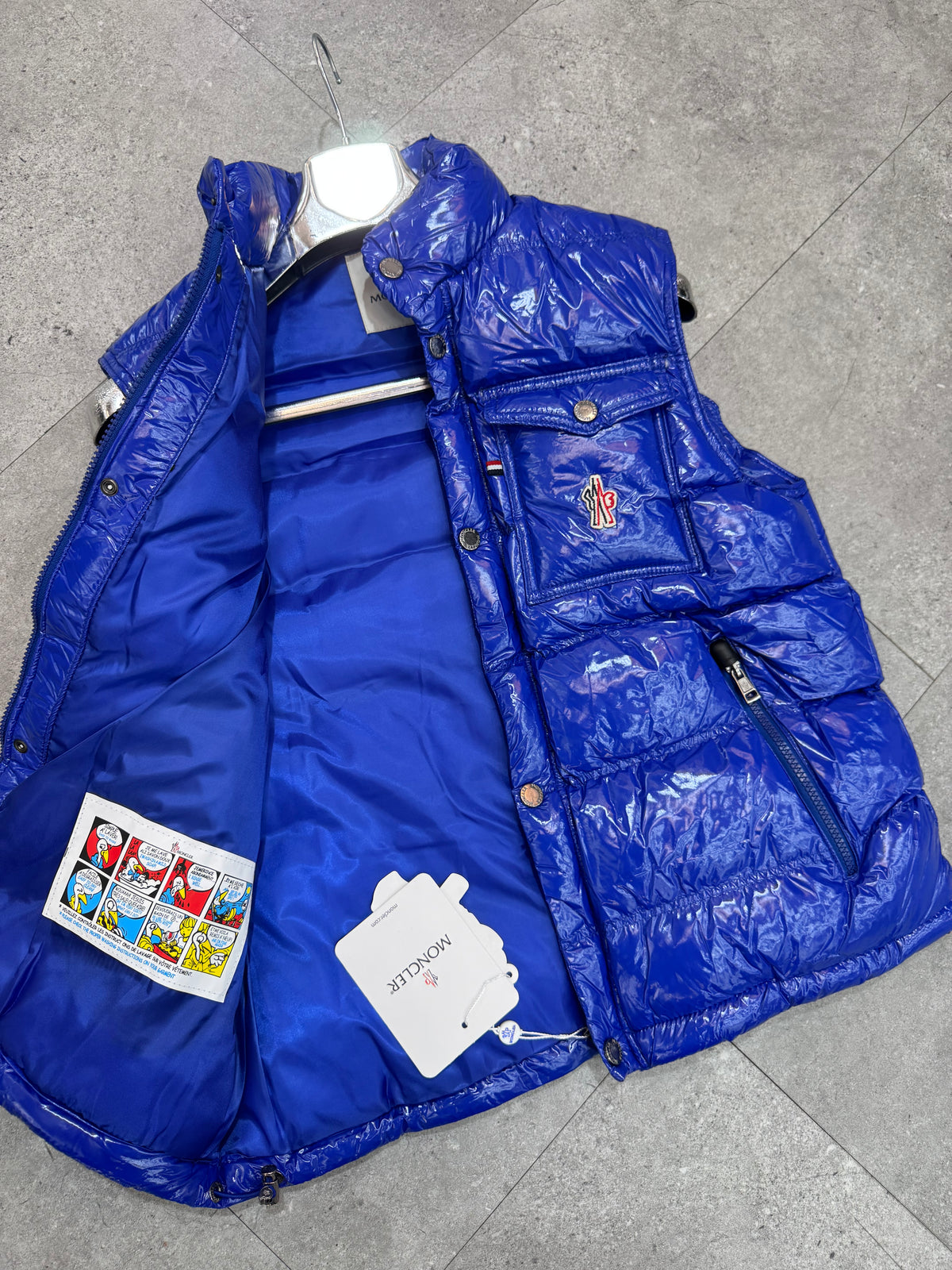 MONCLER Glossy Down Vest – Royal Blue - NEW1892