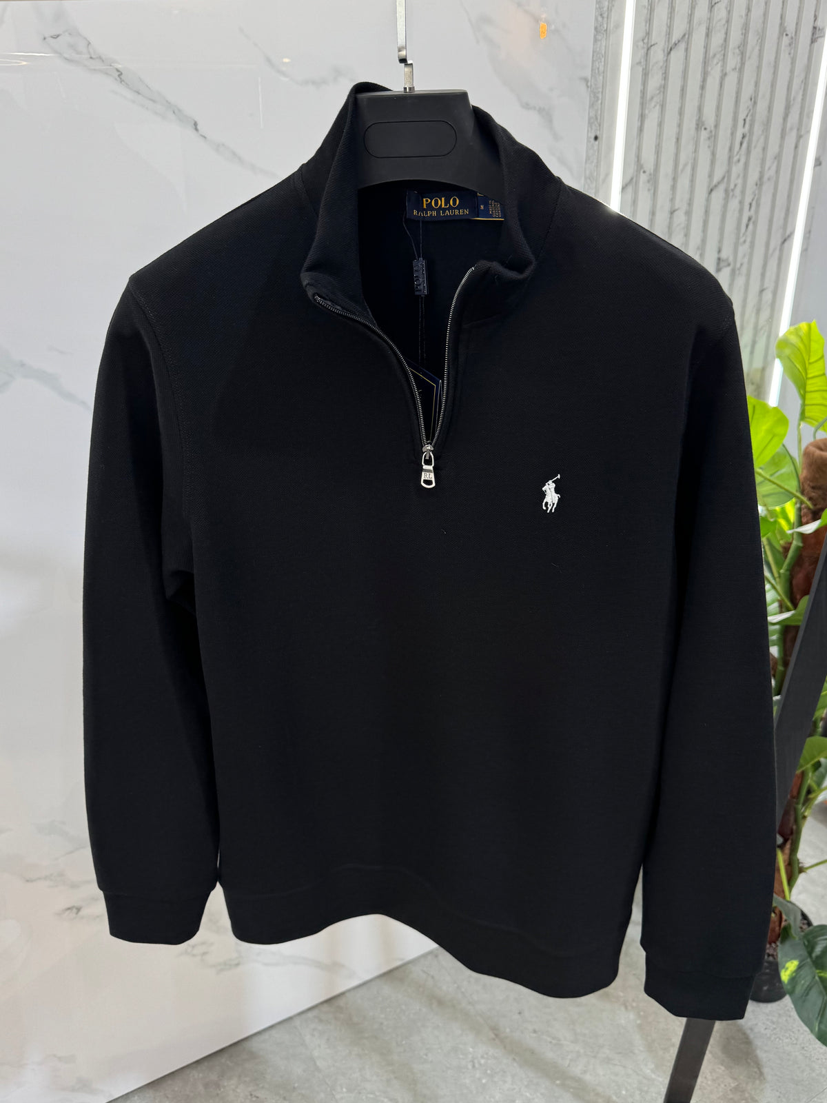 POLO RALPH LAUREN Half-Zip Fleece Sweatshirt – Black - NEW1978