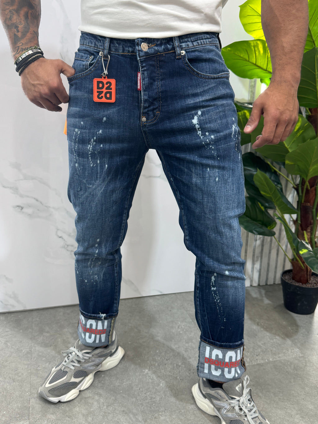 Dsquared2 "ICON" Denim Jean με Paint Splatter - Blue - NEW1676