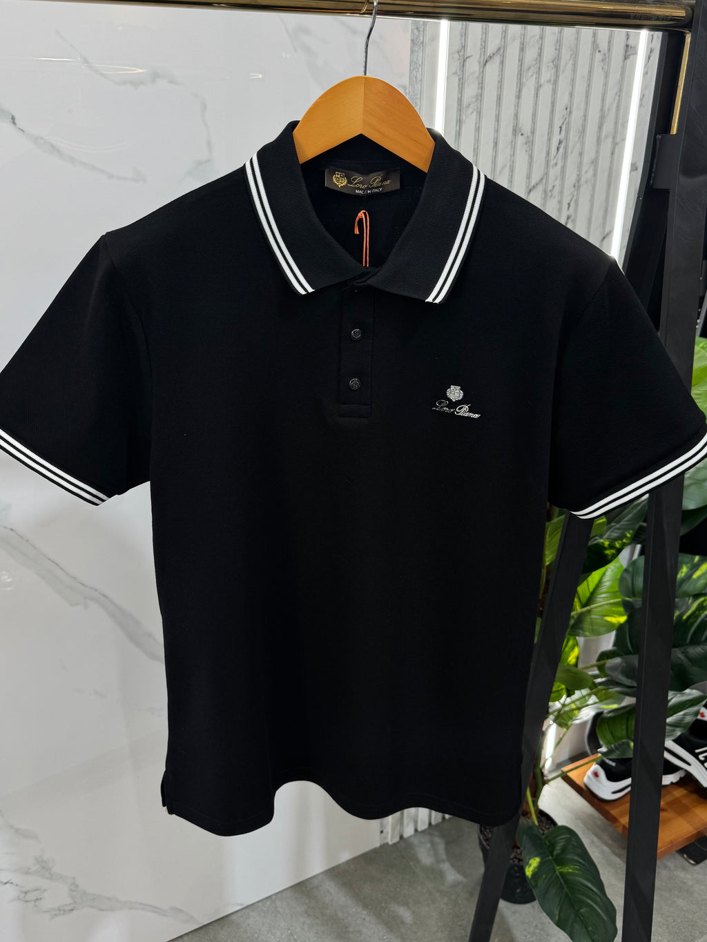 Loro Piana Polo Ανδρικό "Contrast Stripe" - Black - NEW1680