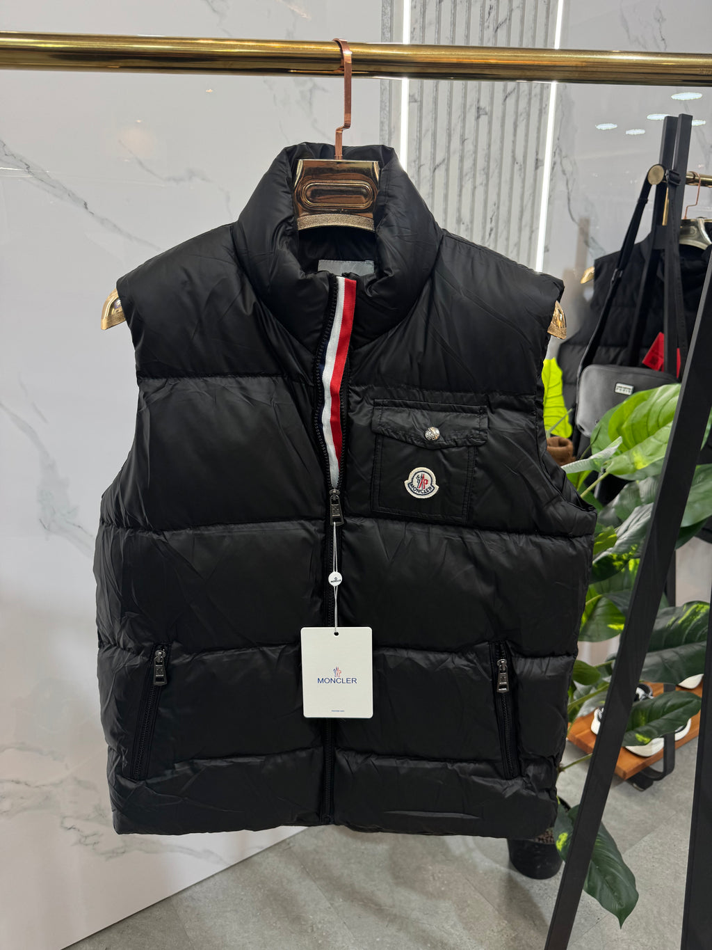 MONCLER Matte Down Vest – Matte Black / Red Interior - NEW1894
