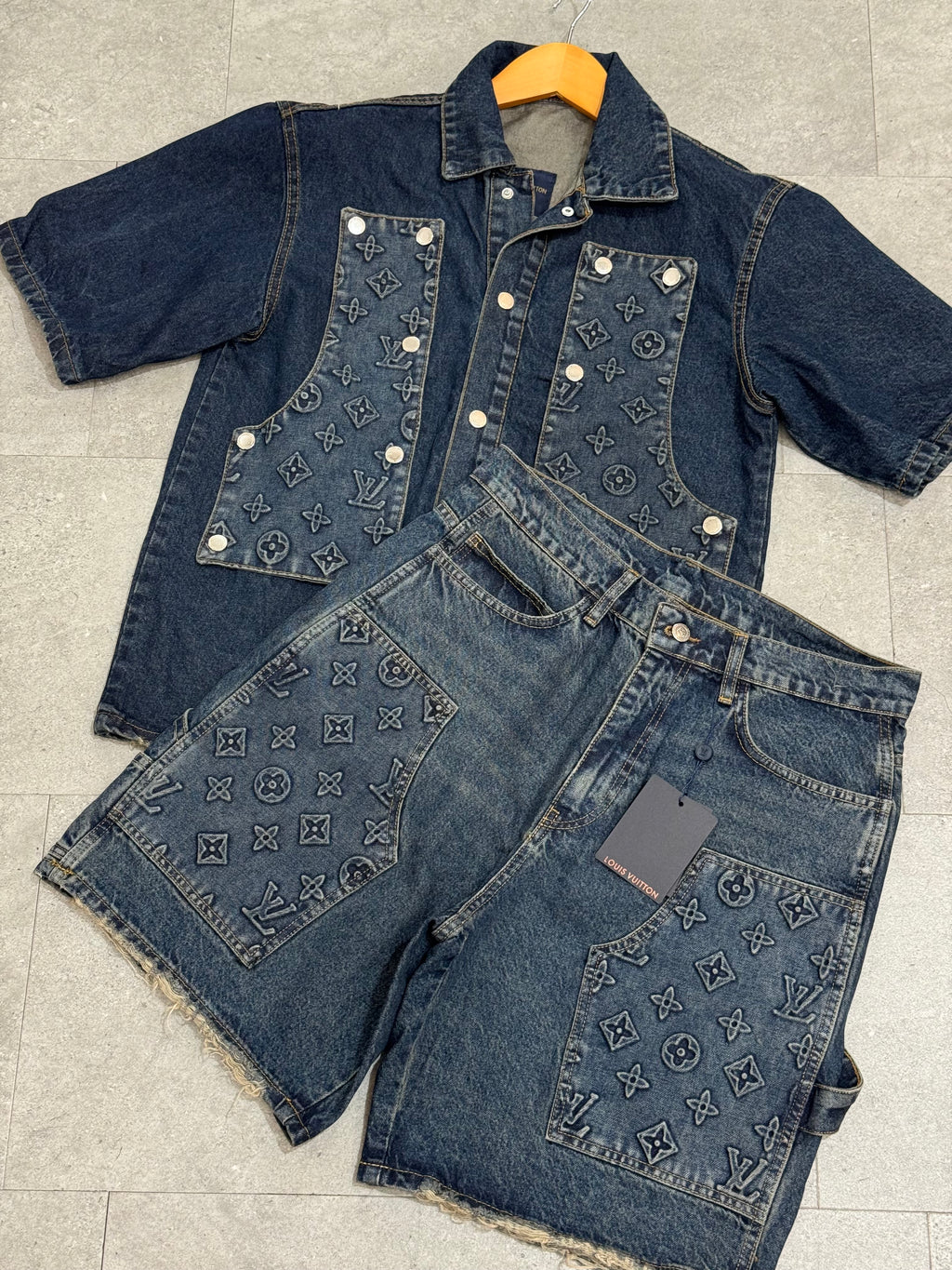 LOUIS VUITTON Monogram Patchwork Denim Set - NEW1765