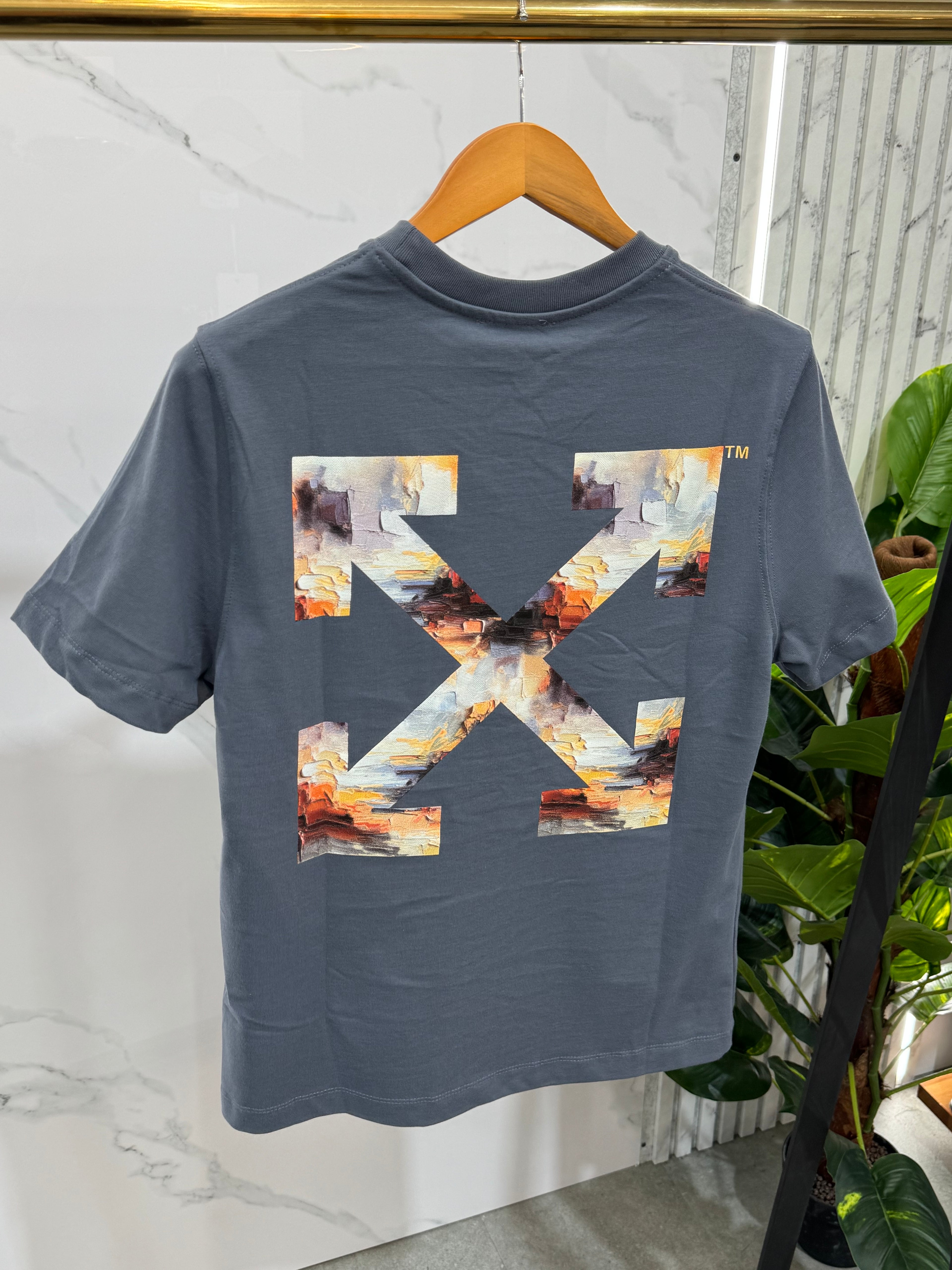 Off-White Ανδρικό T-shirt "Oil Paint Arrows" - Charcoal Grey - NEW1696