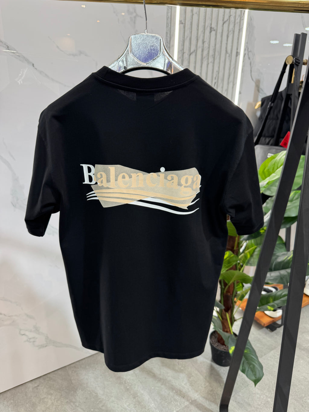 BALENCIAGA Tape Logo T-Shirt – Black - NEW1896