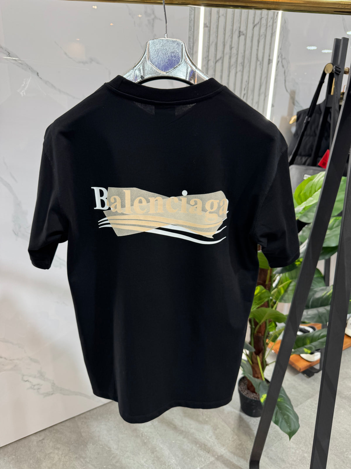 BALENCIAGA Tape Logo T-Shirt – Black - NEW1896
