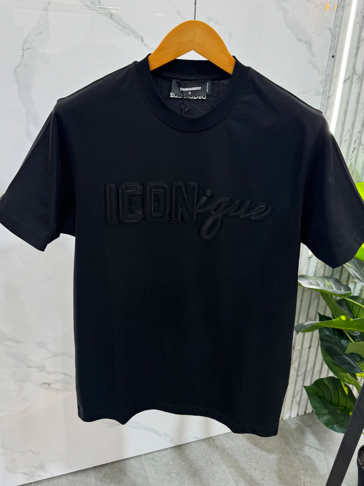Premium Embossed "ICONique" Crewneck T-Shirt – Black - NEW1916