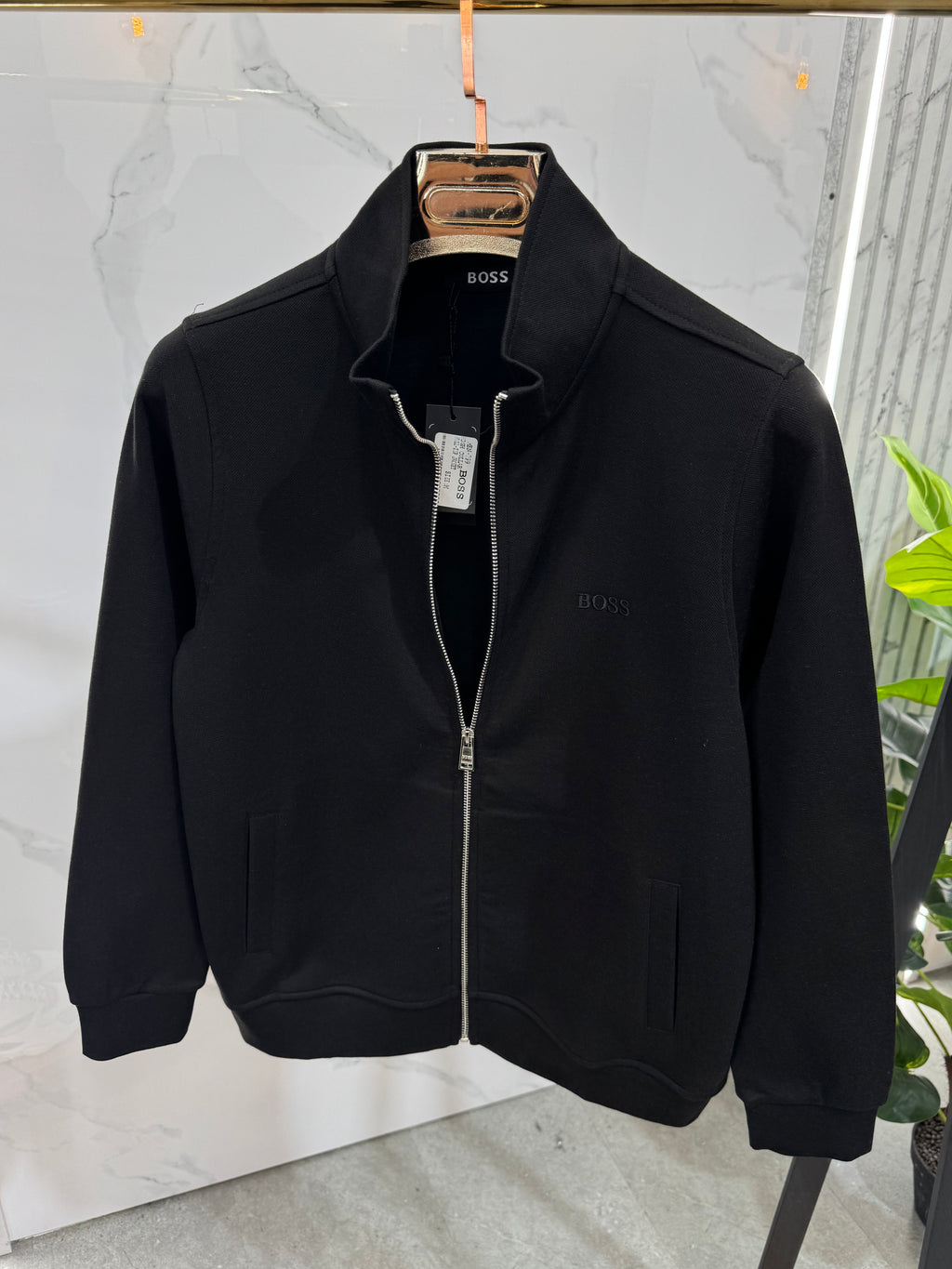 BOSS Full-Zip Sweatshirt / Cardigan – Black / Tone-on-Tone Logo - NEW1815