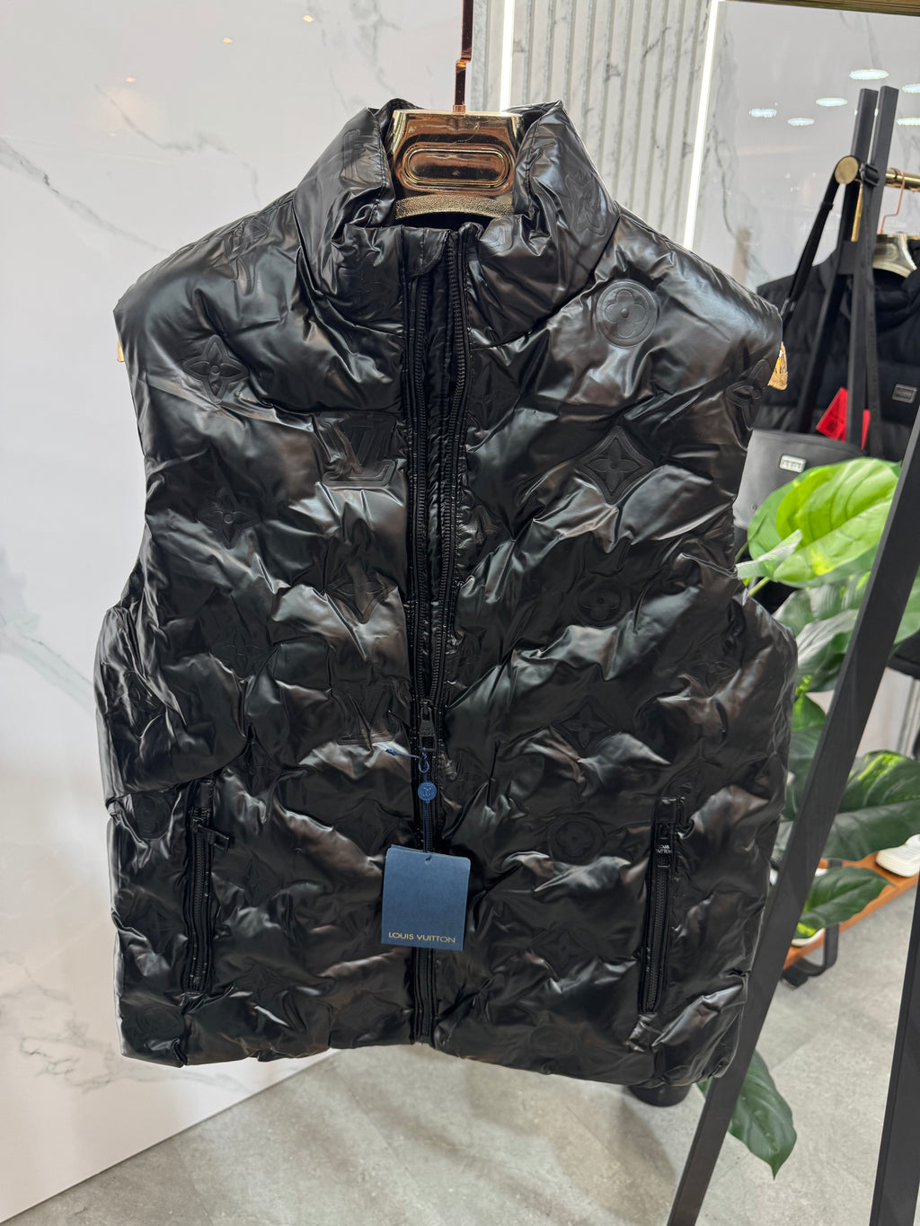 LOUIS VUITTON Monogram Embossed Down Vest – Black - NEW1895
